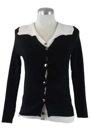 SQY-30046 Suéter Doble con Botones Dorados