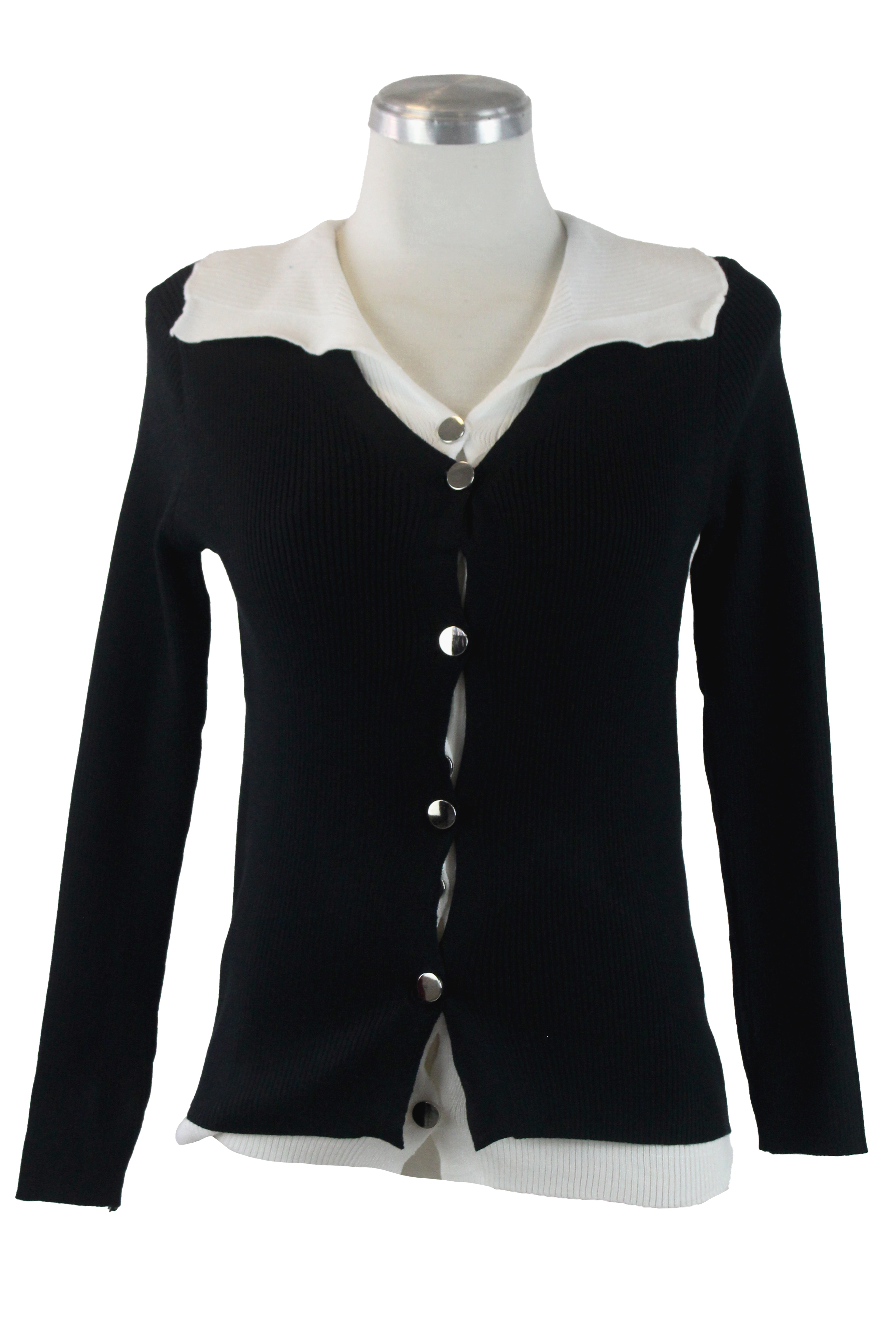 SQY-30046 Suéter Doble con Botones Dorados