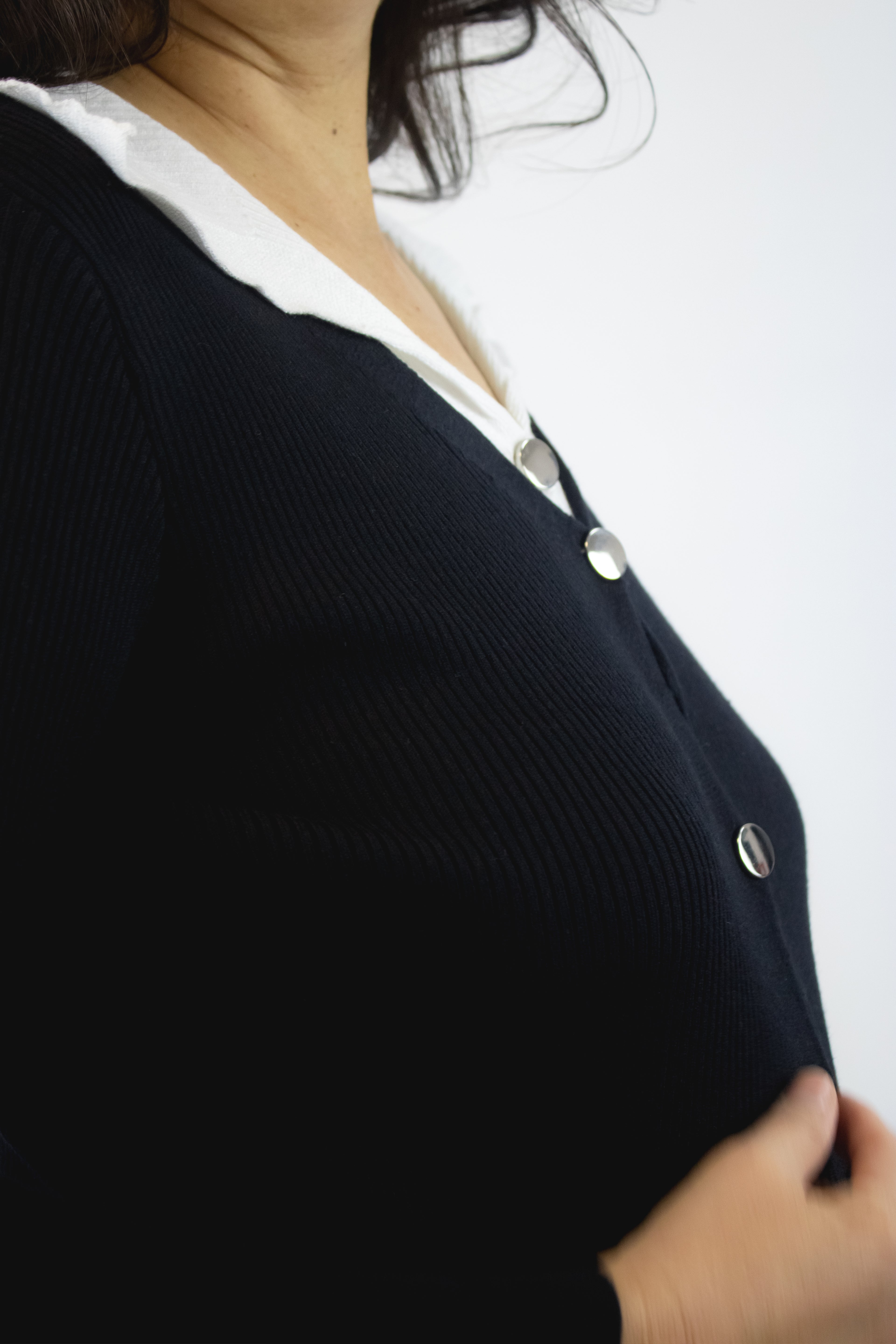 SQY-30046 Suéter Doble con Botones Dorados