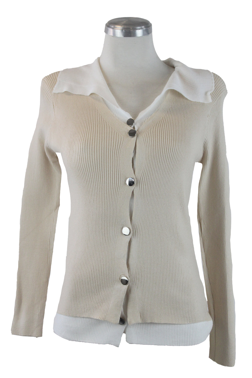 SQY-30046 Suéter Doble con Botones Dorados