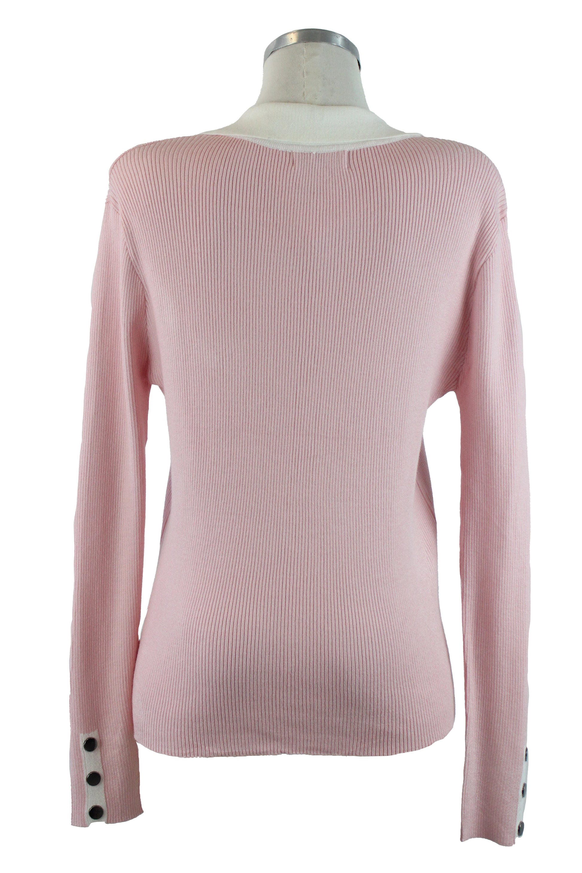 SQY-30047 Suéter con Cuello Tipo Camisa y Botones Plateados