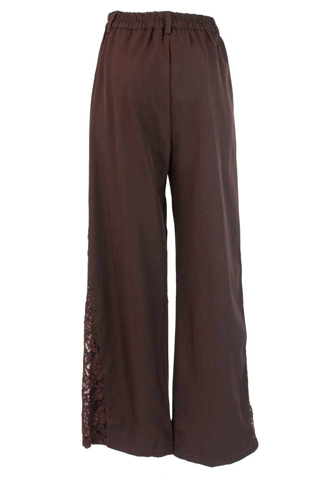 C277 Pantalón con Elástico Bordado de Flores a Los Lados