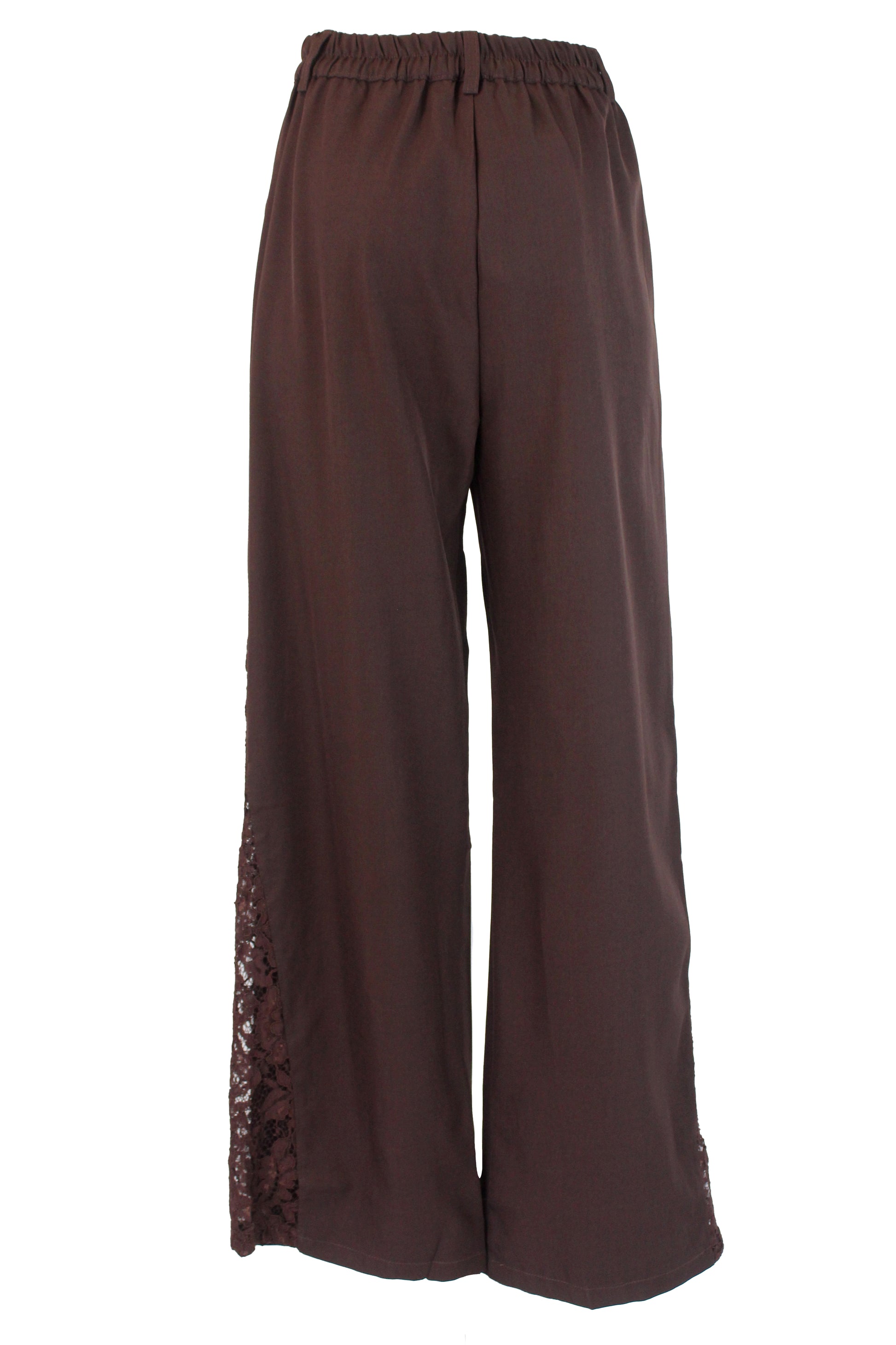 C277 Pantalón con Elástico Bordado de Flores a Los Lados