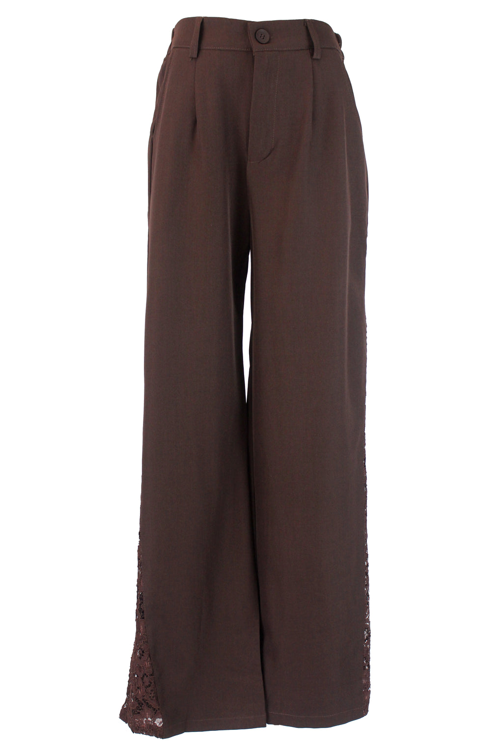 C277 Pantalón con Elástico Bordado de Flores a Los Lados