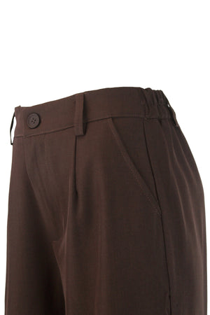 C277 Pantalón con Elástico Bordado de Flores a Los Lados