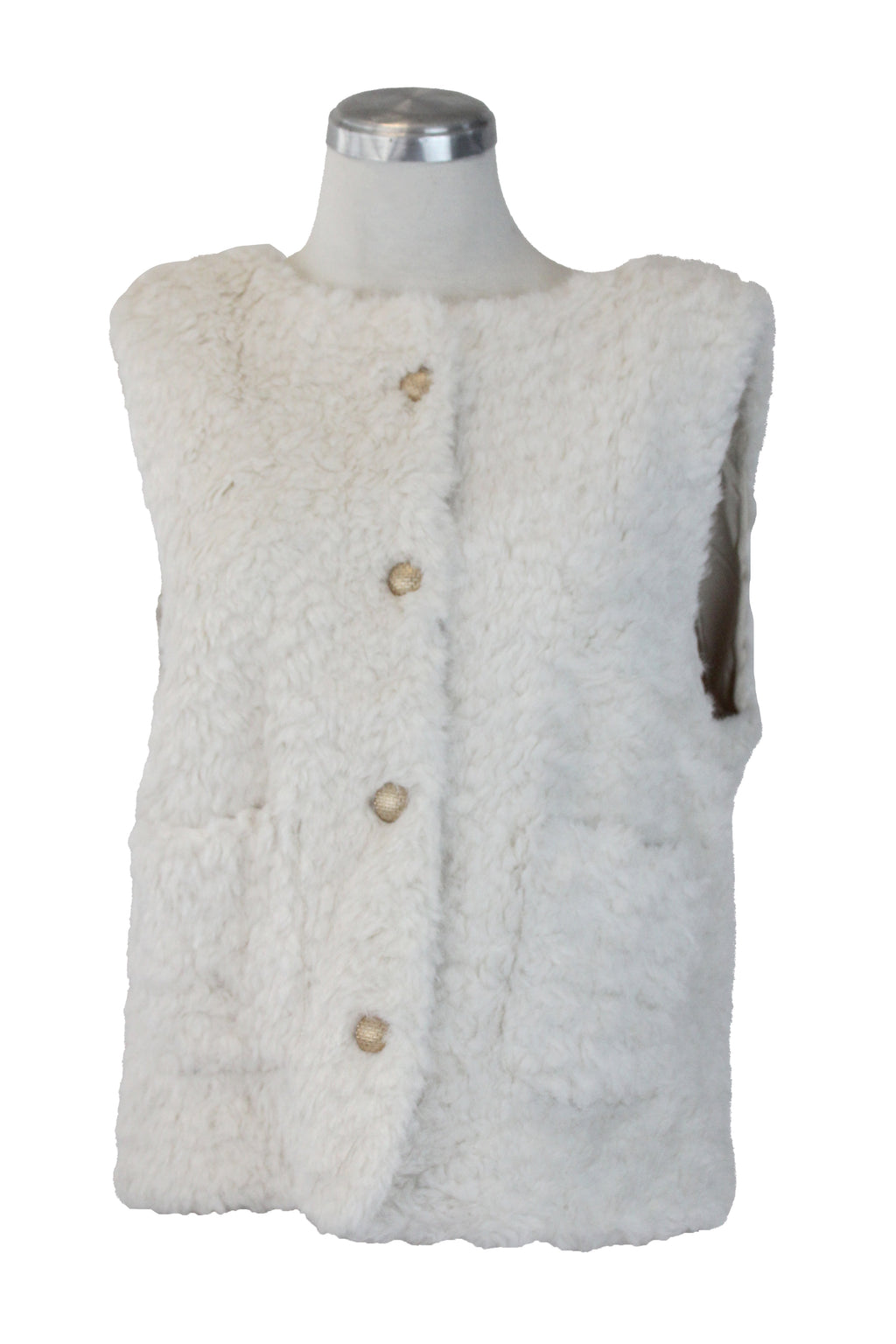 MB-1101 Chaleco Afelpado de Peluche con Botones de Canasta