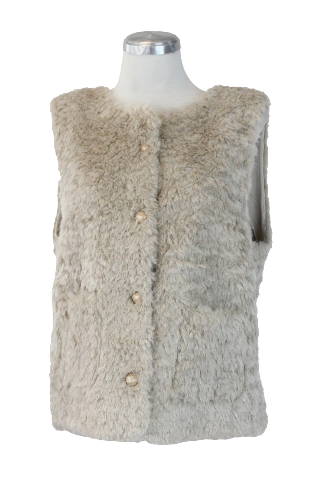 MB-1101 Chaleco Afelpado de Peluche con Botones de Canasta