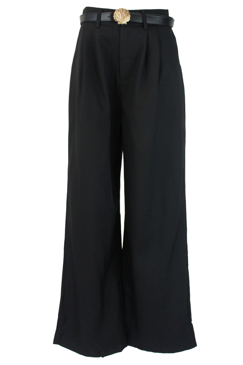 D25822 Pantalón Pierna Ancha Cinto Hebilla de Concha