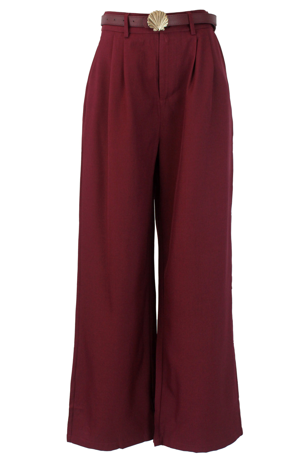 D25822 Pantalón Pierna Ancha Cinto Hebilla de Concha