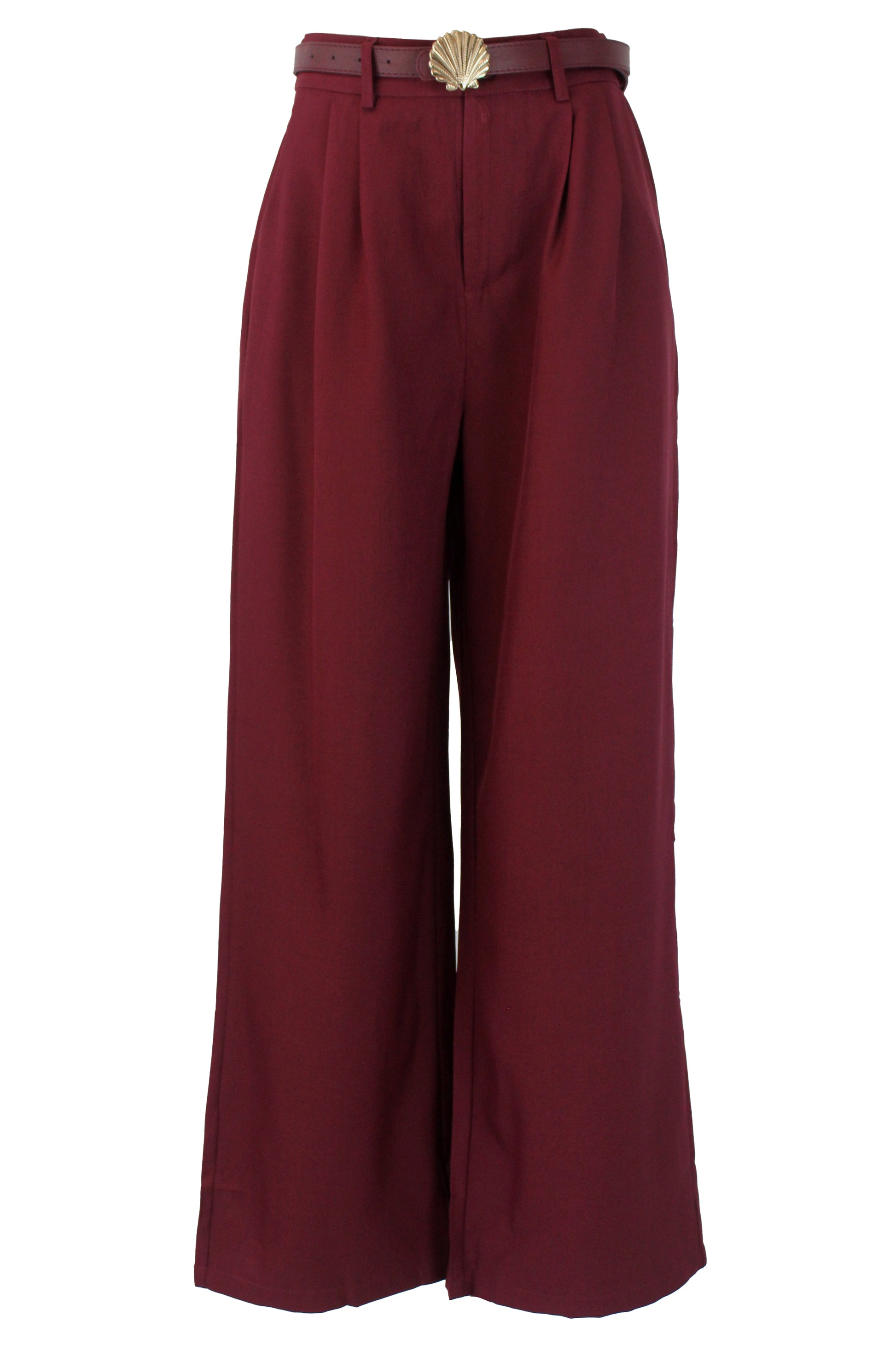 D25822 Pantalón Pierna Ancha Cinto Hebilla de Concha