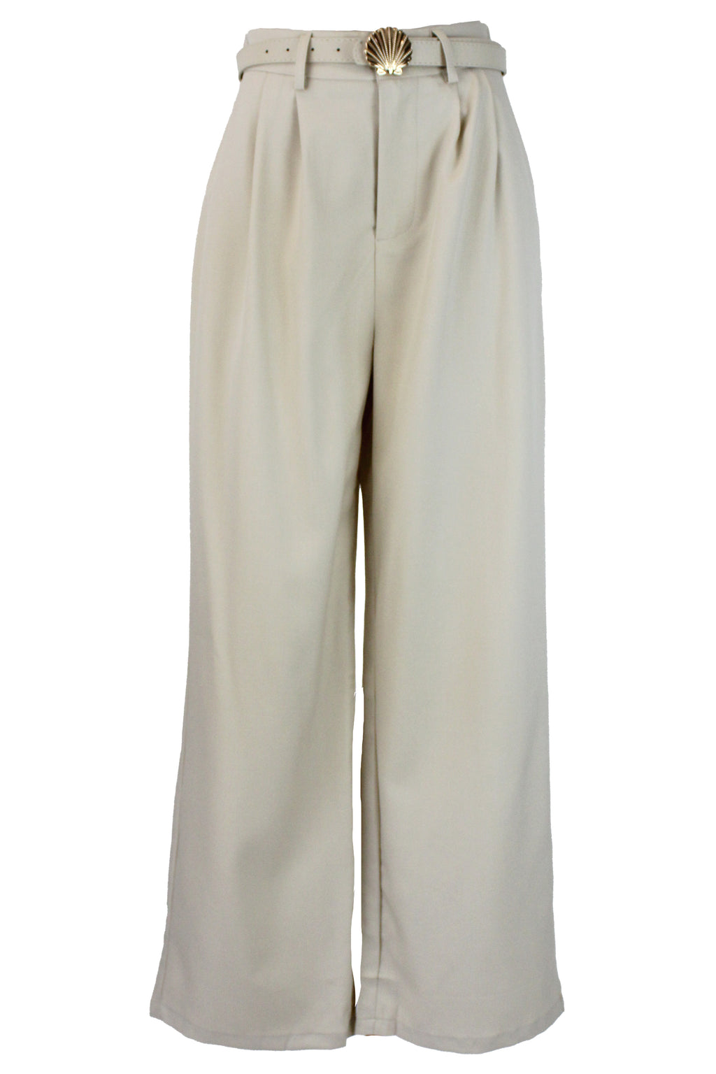 D25822 Pantalón Pierna Ancha Cinto Hebilla de Concha