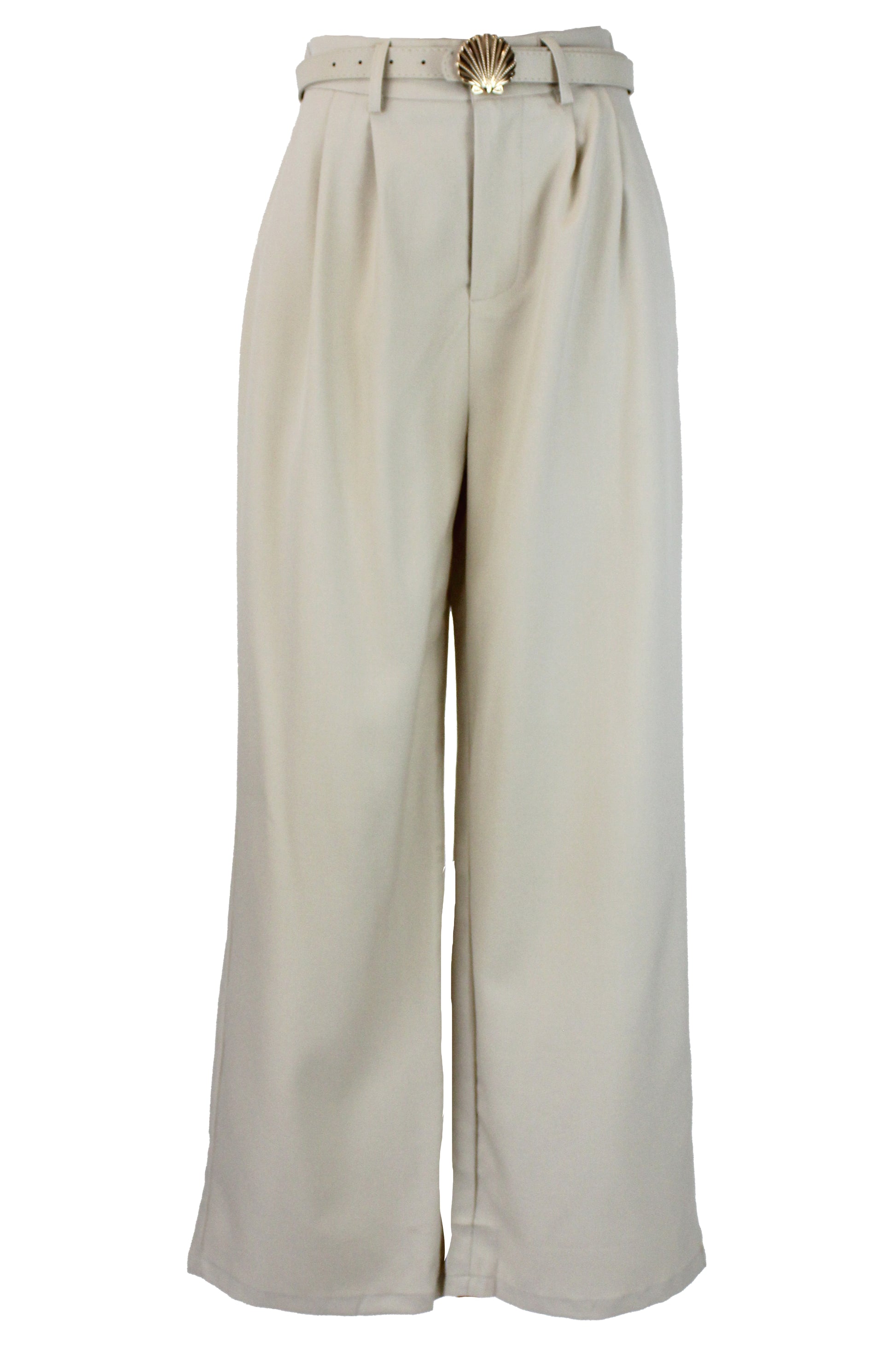 D25822 Pantalón Pierna Ancha Cinto Hebilla de Concha