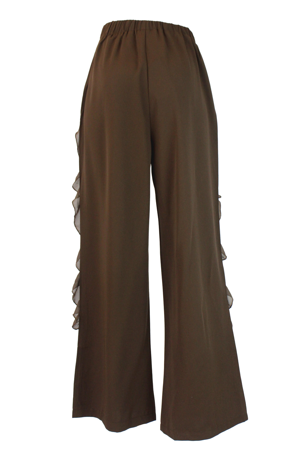 PS25917 Pantalón Lisa Ondas en Bordes Hebilla de Flores