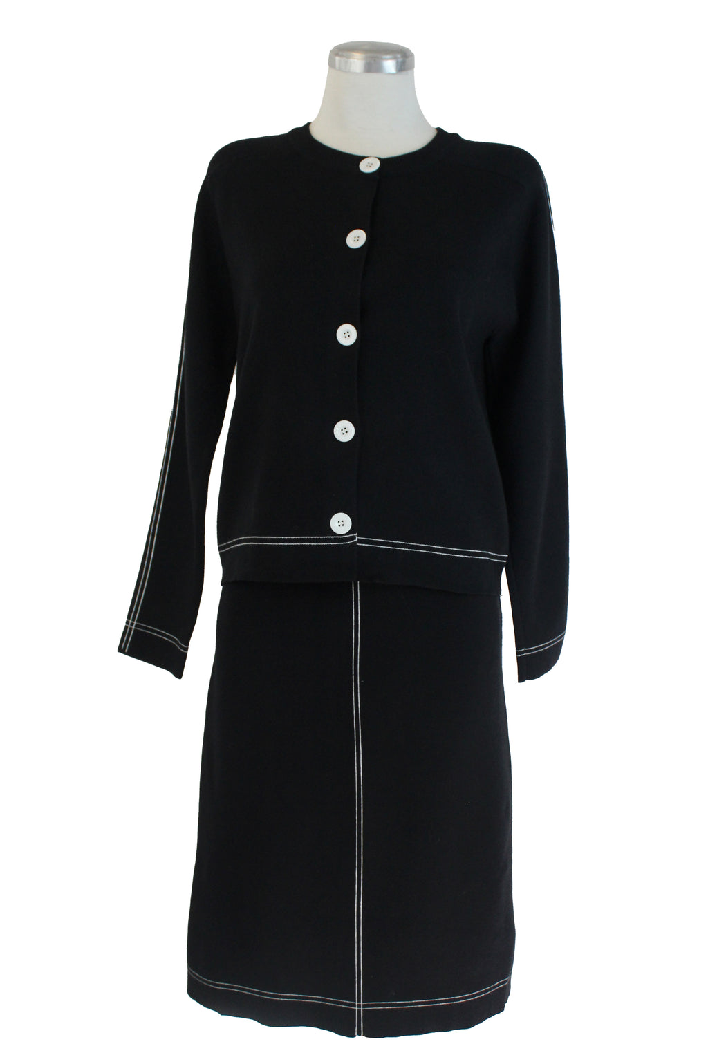 H967 Conjuto Tipo Suéter con Falda Bordes con Doble Raya