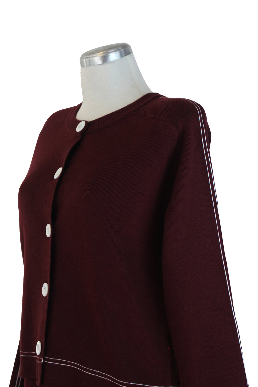 H967 Conjuto Tipo Suéter con Falda Bordes con Doble Raya