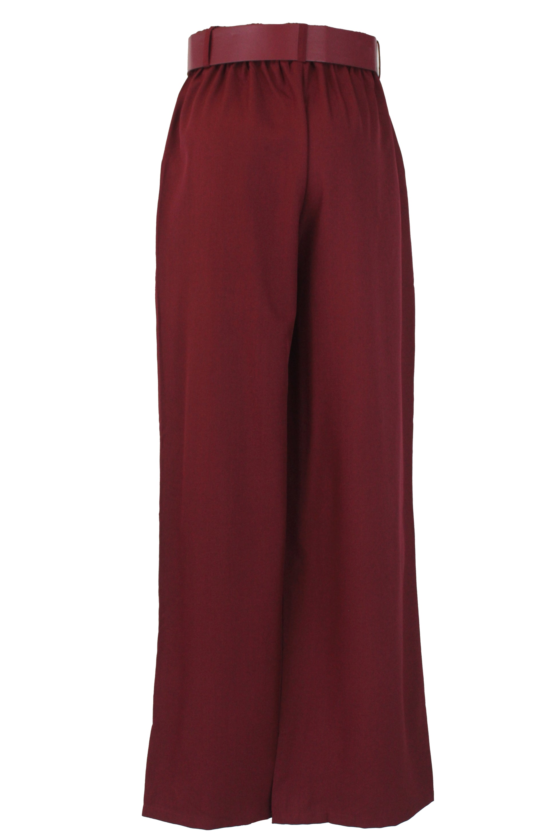 D25818 Pantalón Liso con Cinto Hebilla Cuadrada Grabada