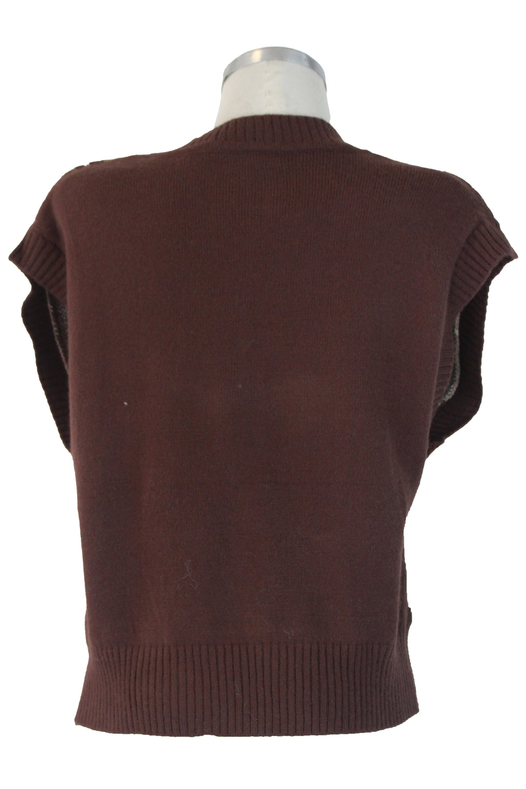 T3153 Chaleco Tejido Rombos Bordes Rayados