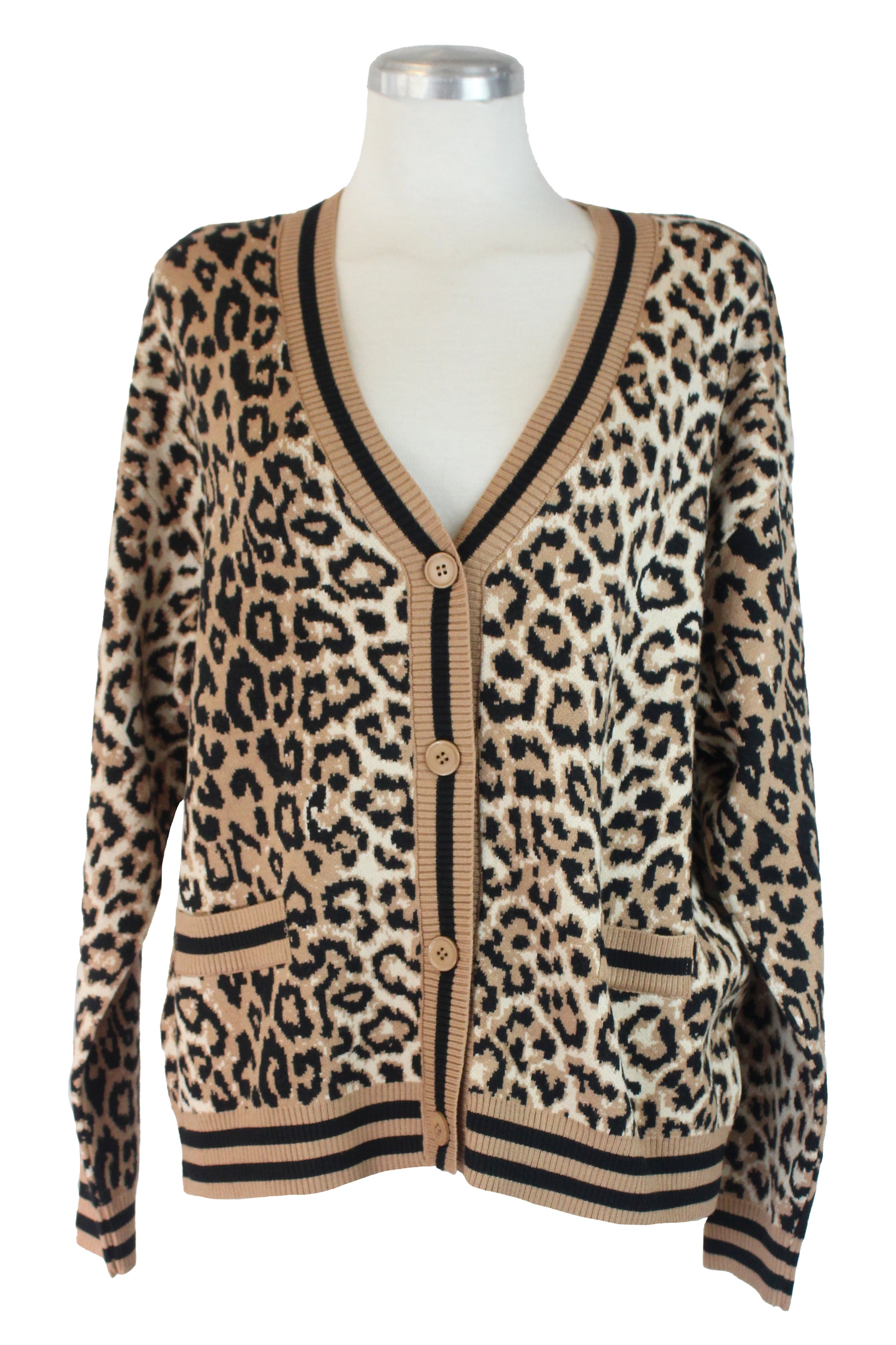 AB600 Suéter Tipo Cardigan Animal Print Tejido