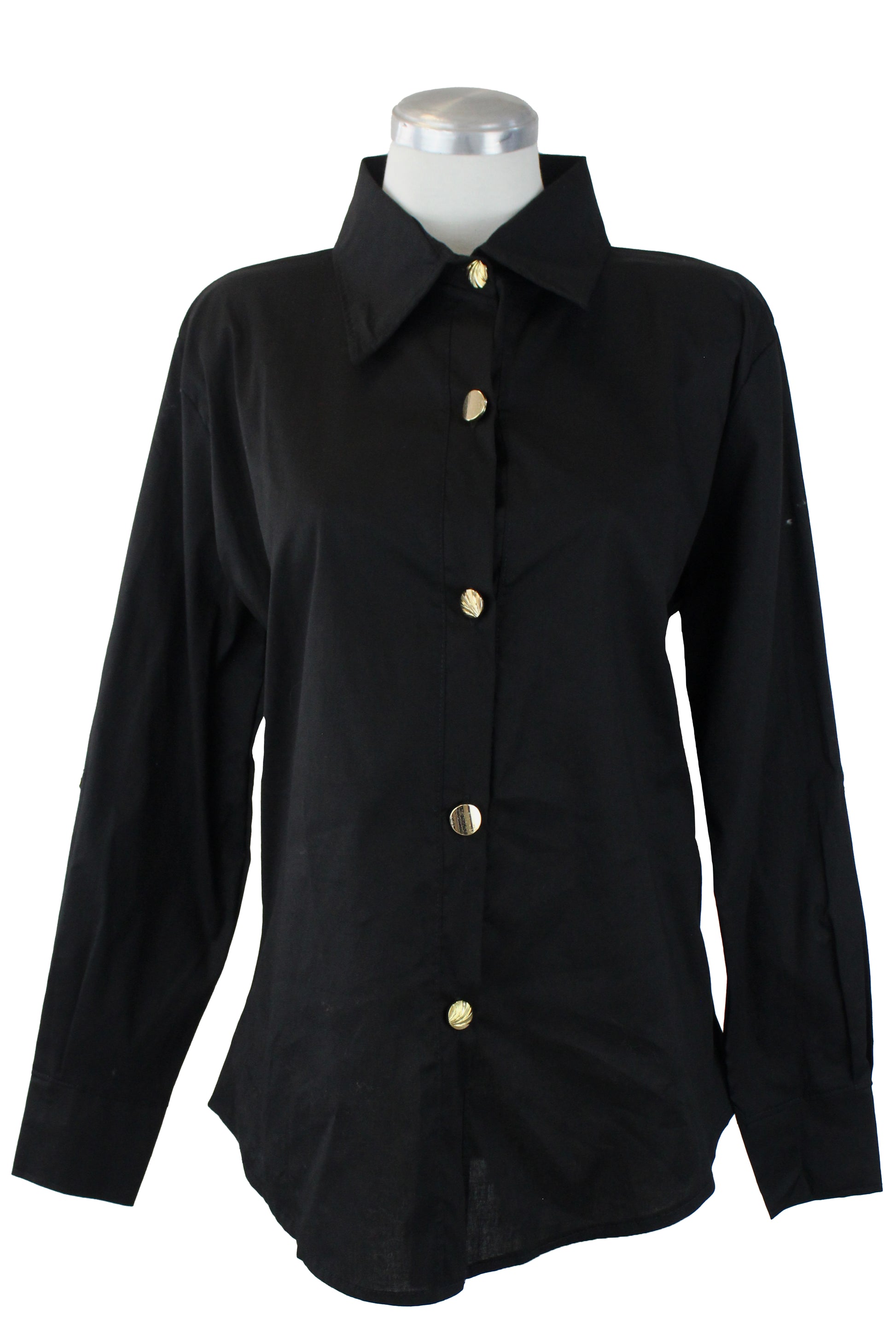 25362 Camisa Corta Cuello Sport Botones Dorados