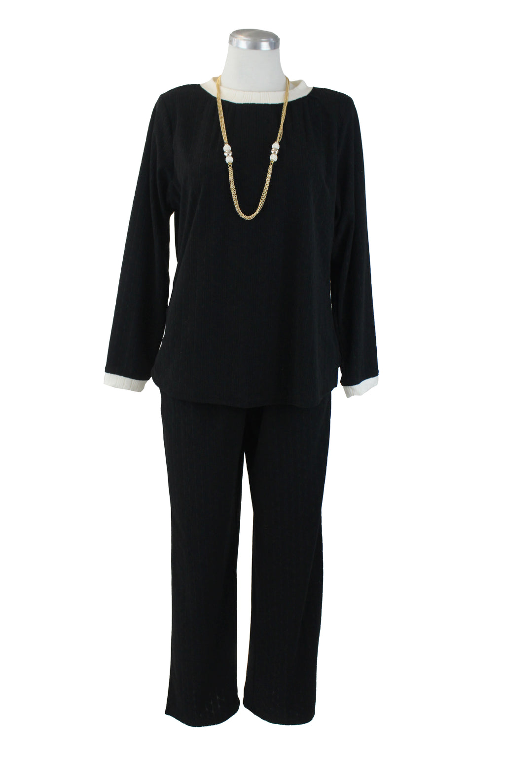 0405 Conjunto Diseño Trenzado con Collar Pantalón Líneas Laterales