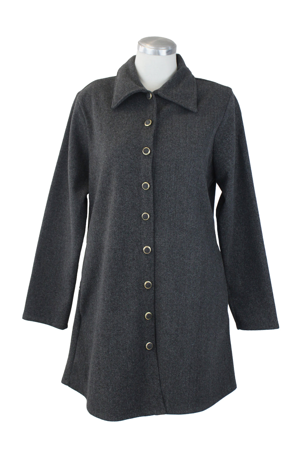 0362 Saco Largo Afelpado con Botones Aforrados