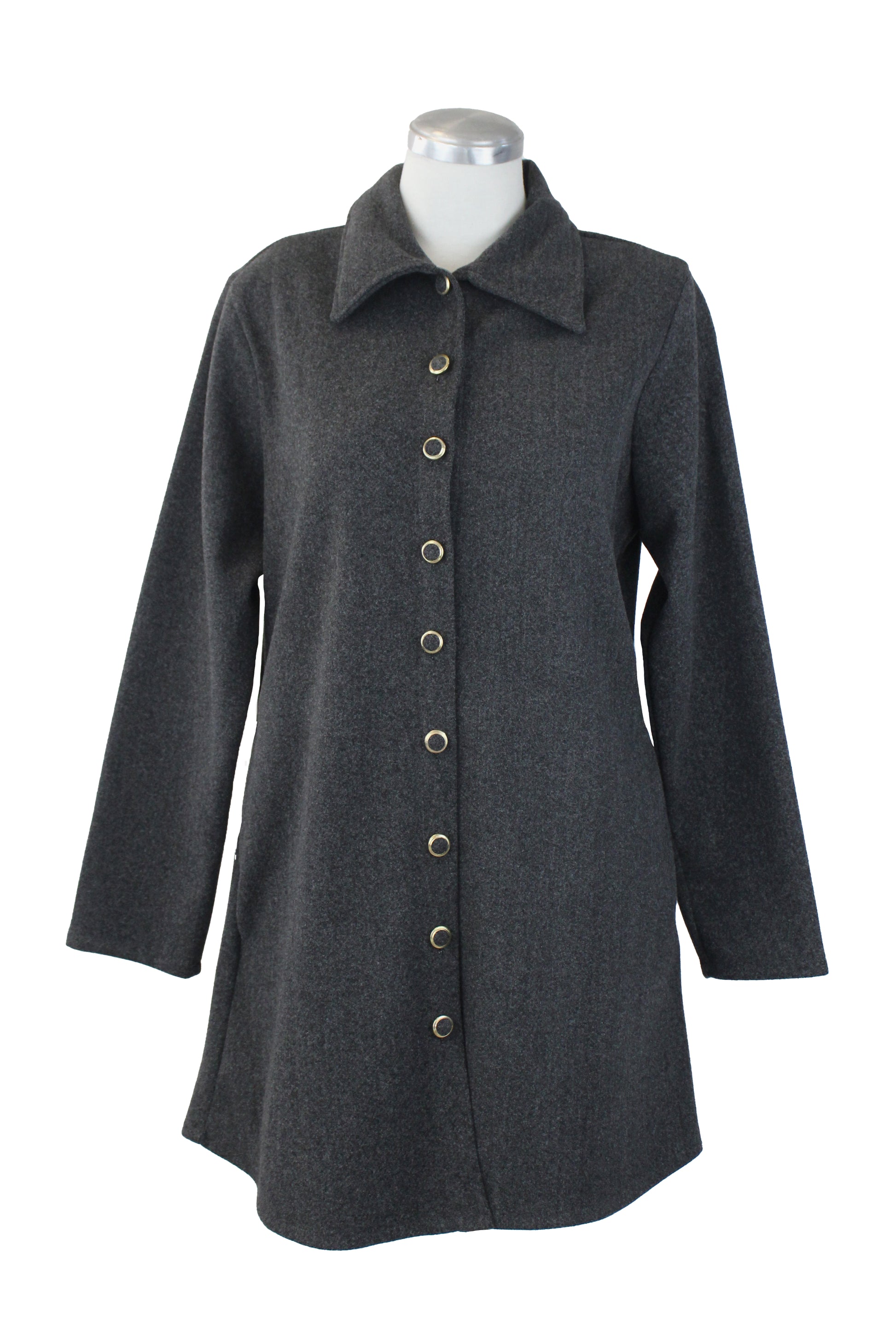 0362 Saco Largo Afelpado con Botones Aforrados