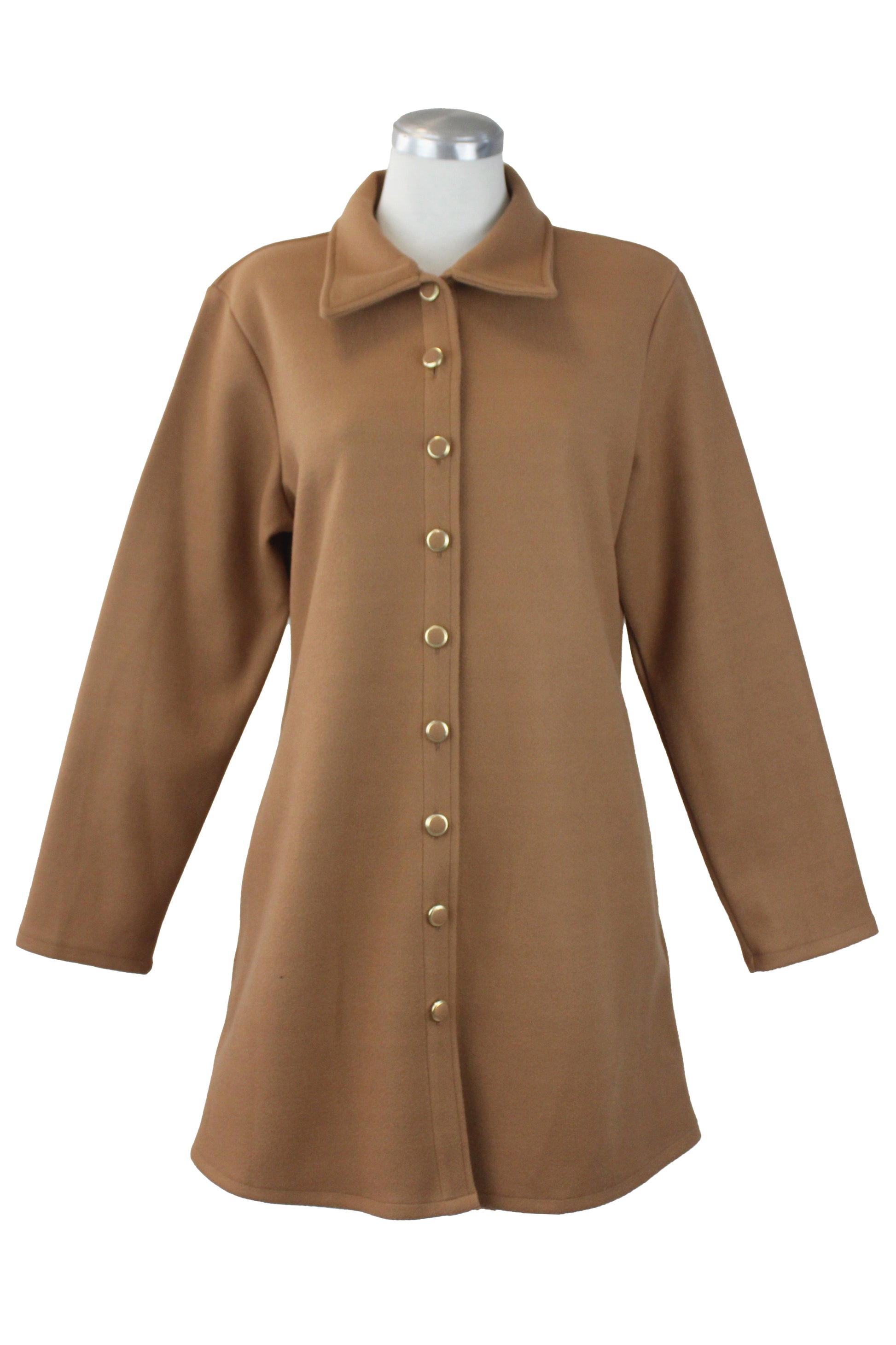 0362 Saco Largo Afelpado con Botones Aforrados