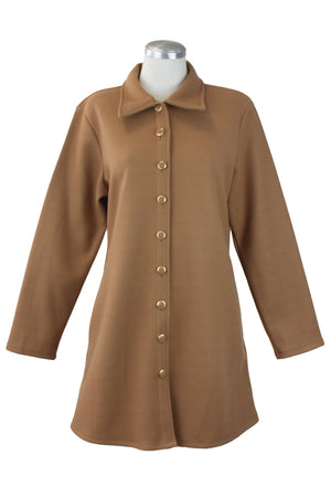 0362 Saco Largo Afelpado con Botones Aforrados