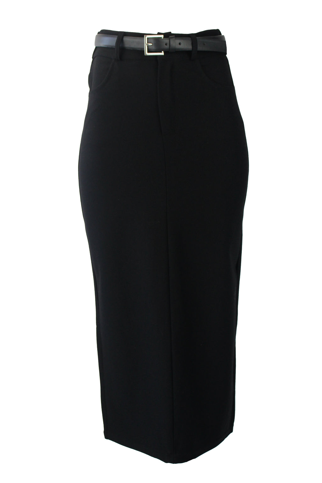 T3040 Falda Lisa con Cinto Hebilla Cuadrada