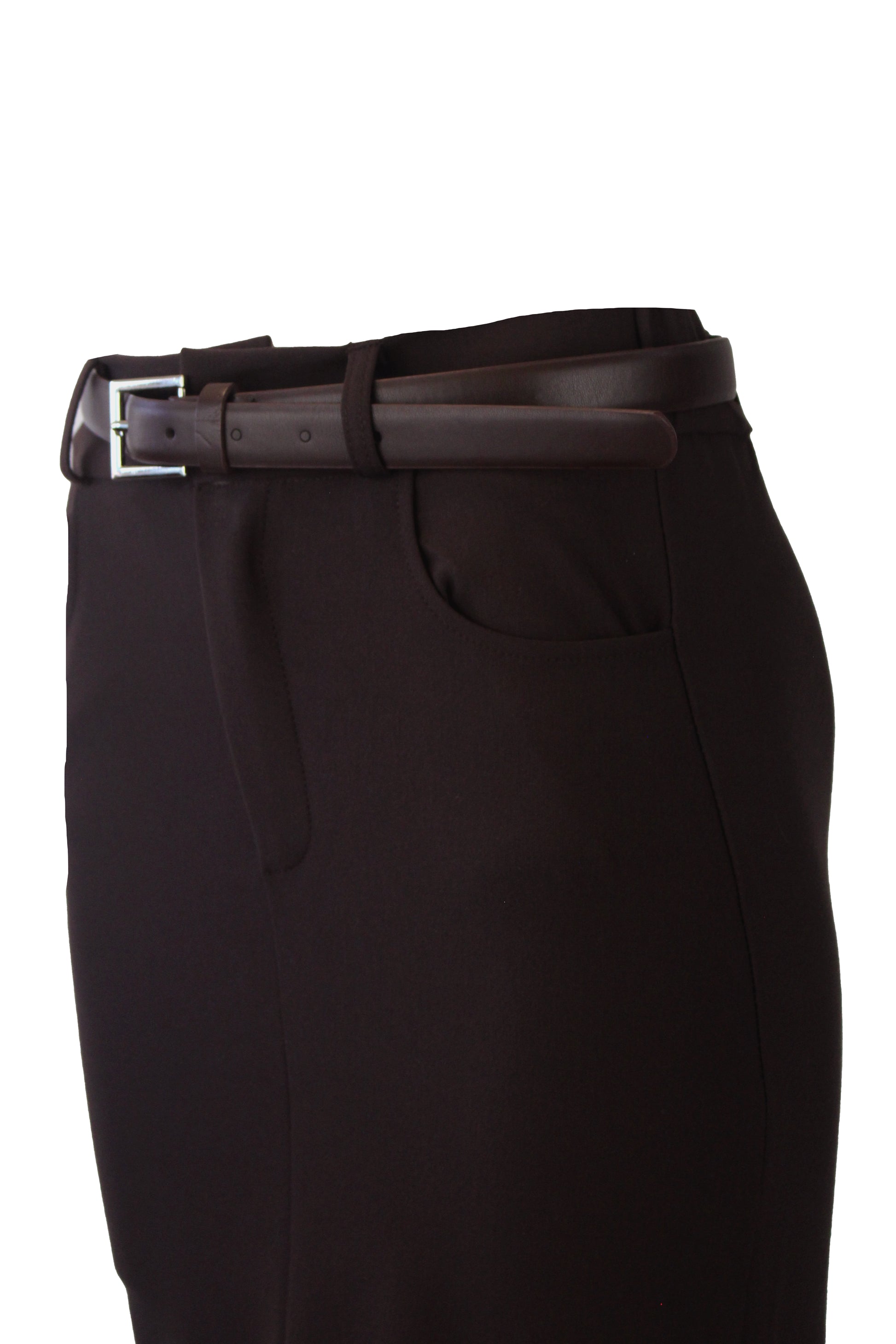 T3040 Falda Lisa con Cinto Hebilla Cuadrada