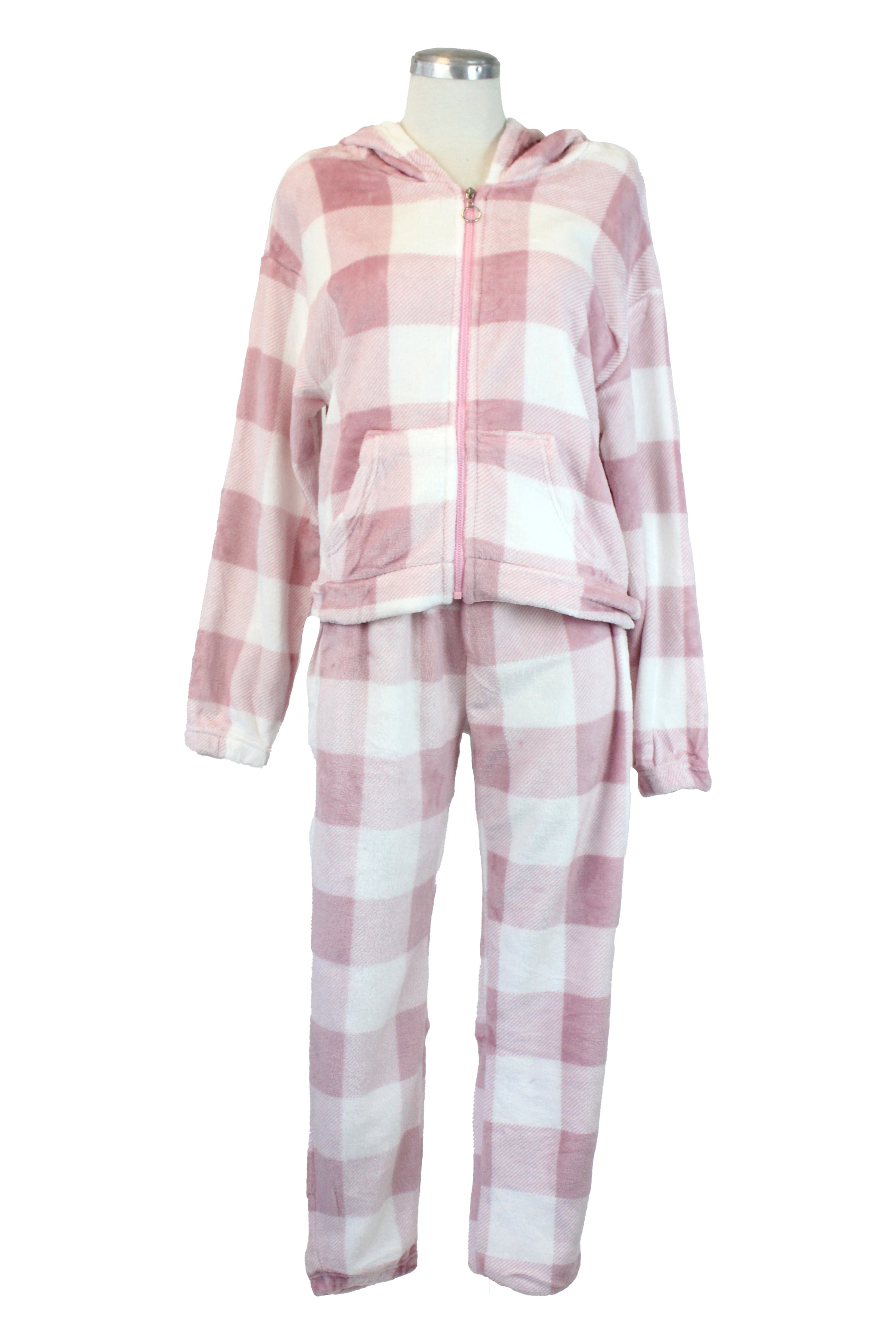 SET4302 Conjunto Apelpado a Cuadros Chamarra con Zipper