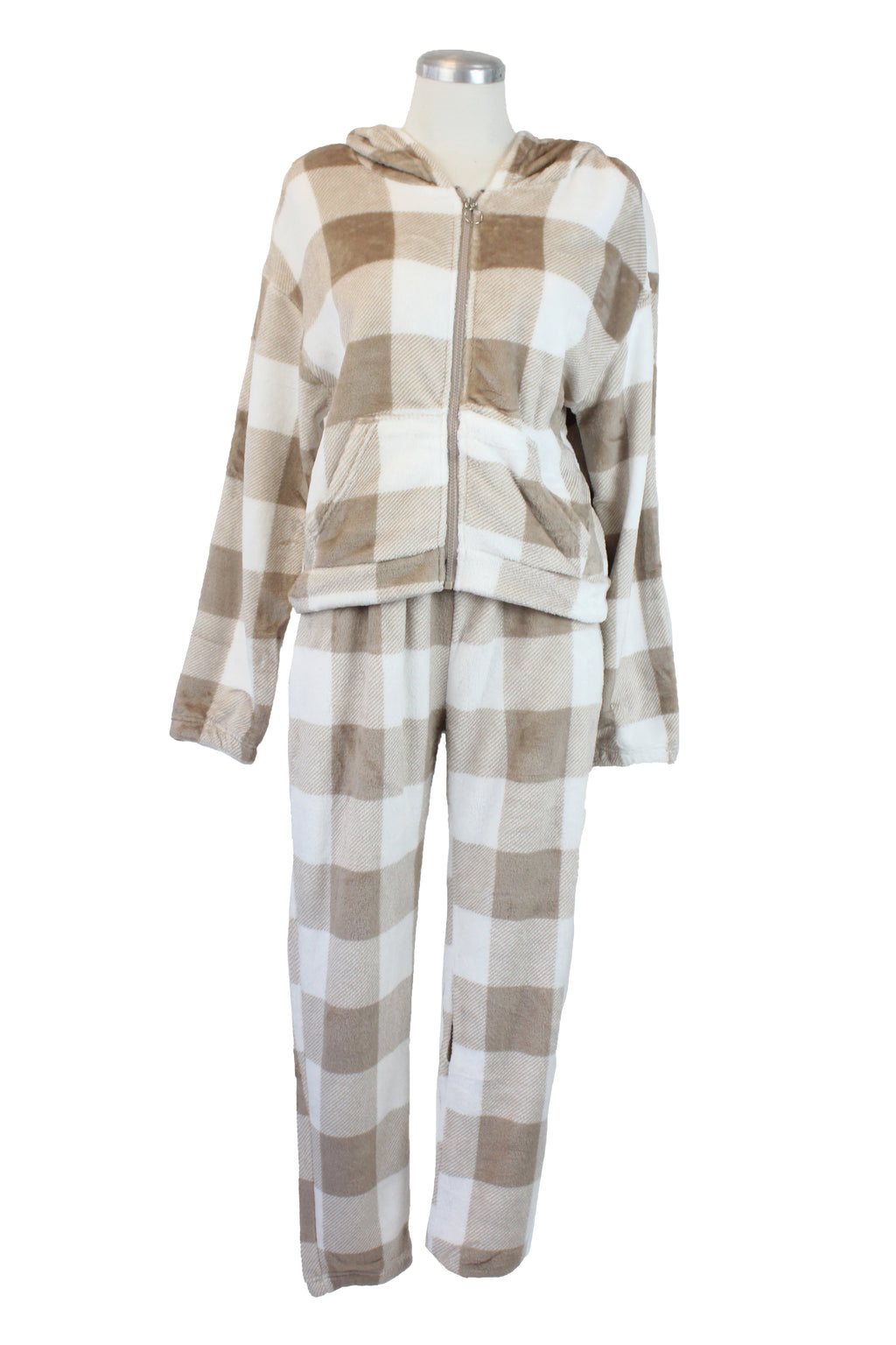 SET4302 Conjunto Apelpado a Cuadros Chamarra con Zipper