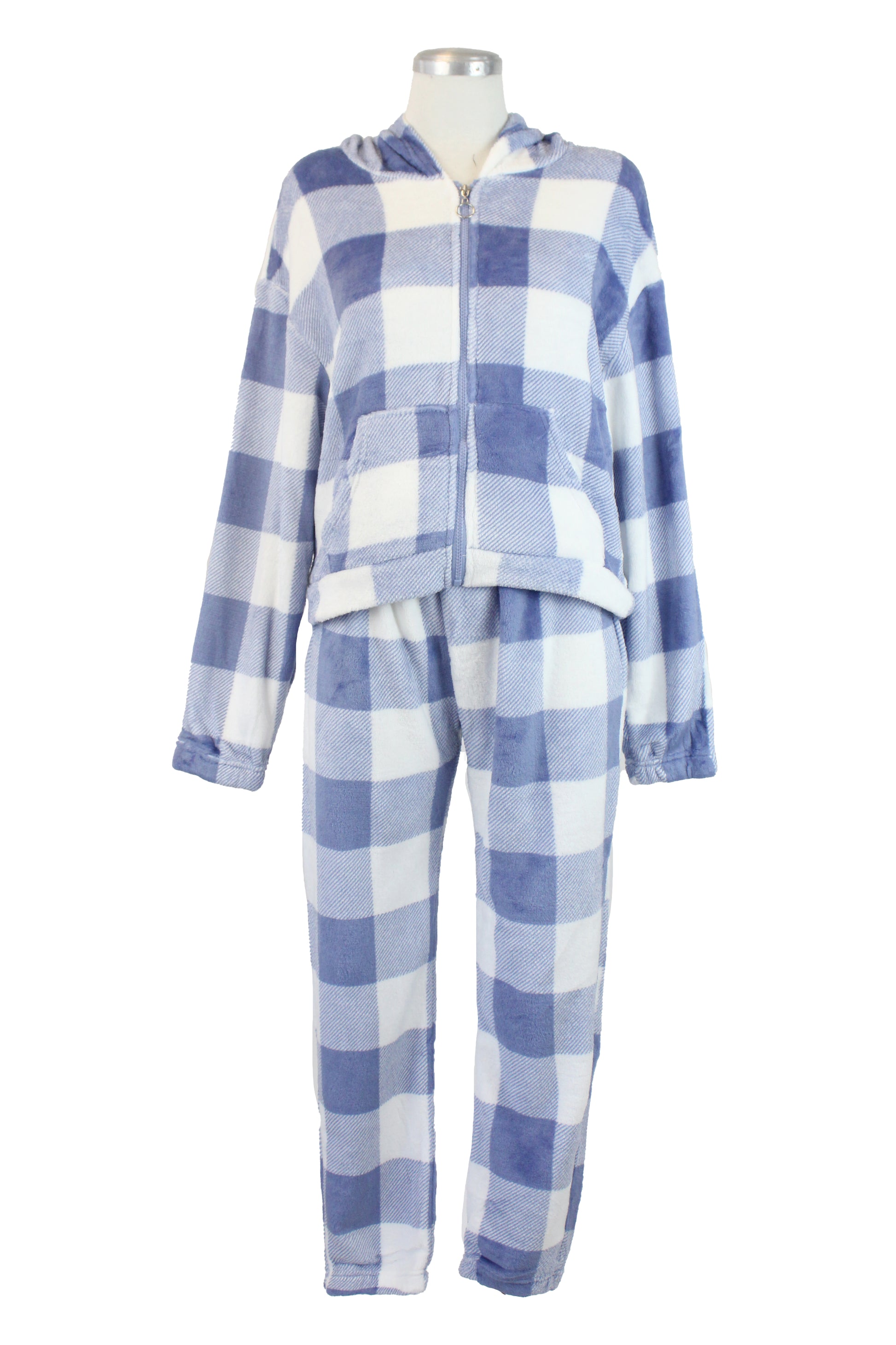 SET4302 Conjunto Apelpado a Cuadros Chamarra con Zipper