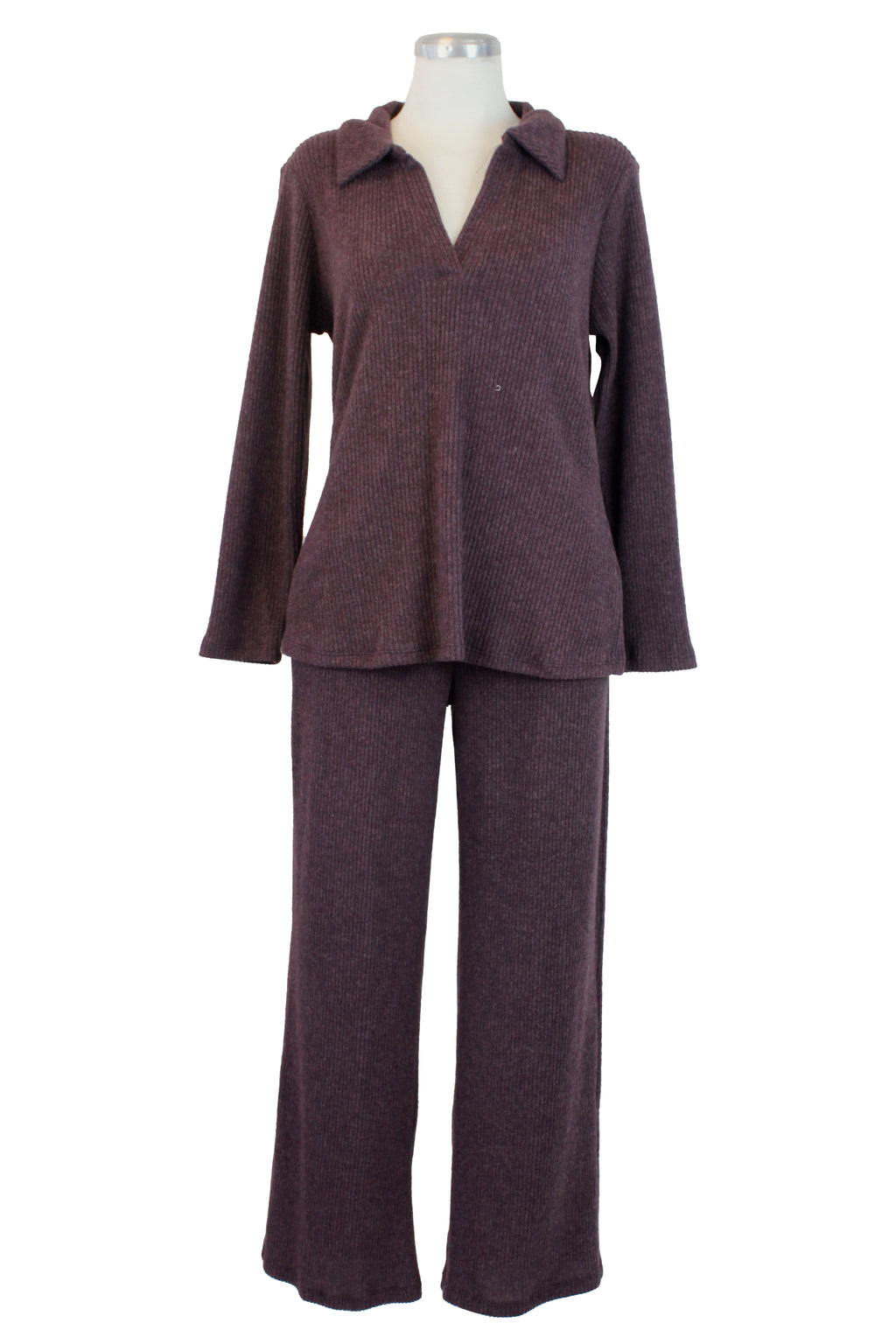 12701 Conjunto Rayado Suéter Cuello Tipo Camisa