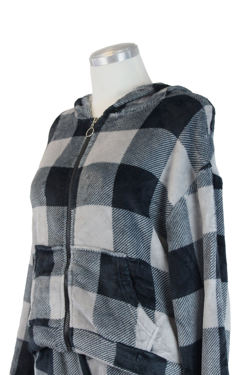 SET4302 Conjunto Apelpado a Cuadros Chamarra con Zipper