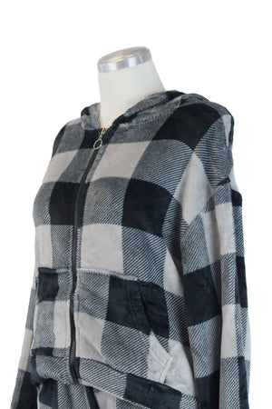 SET4302 Conjunto Apelpado a Cuadros Chamarra con Zipper