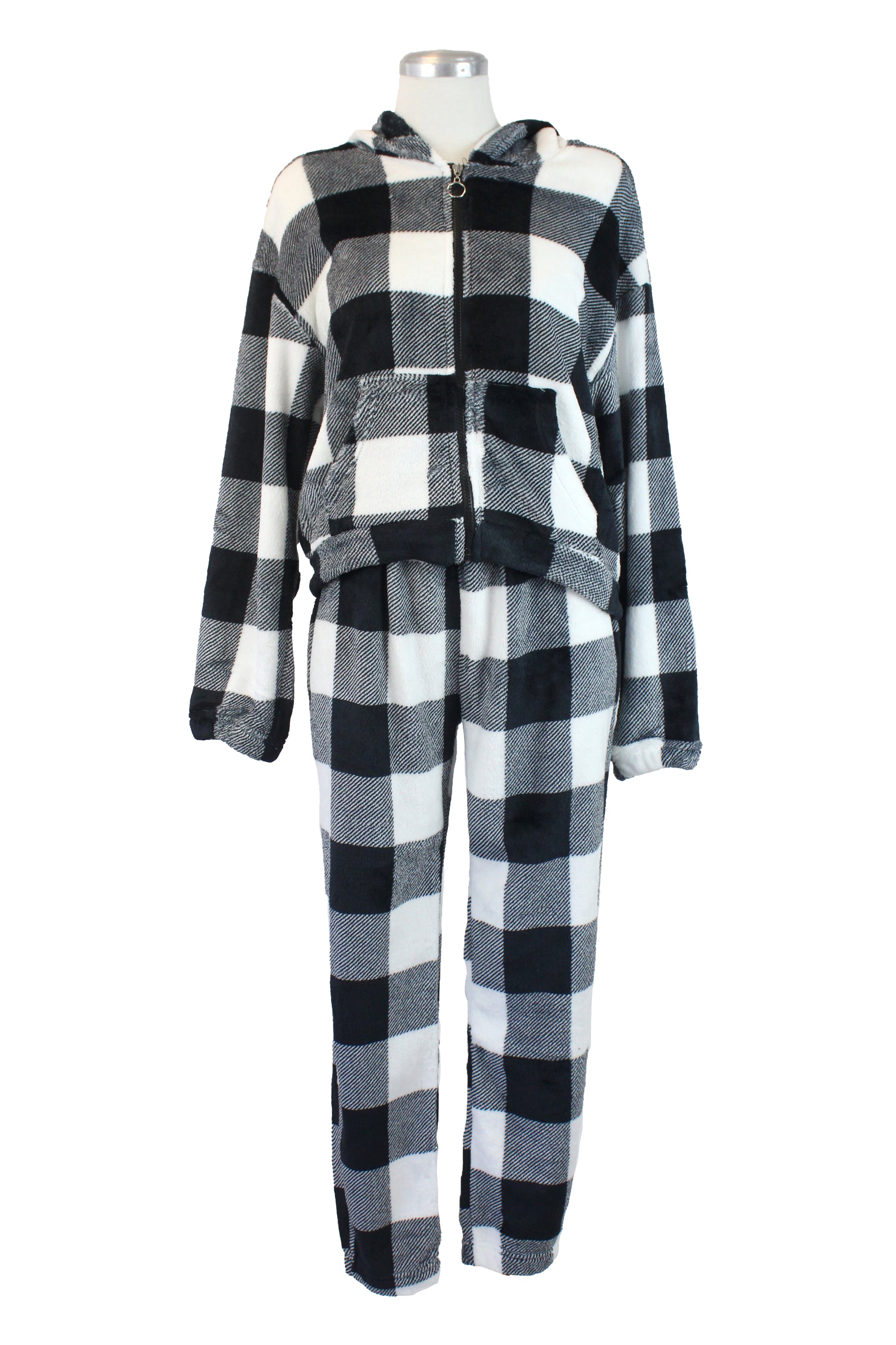 SET4302 Conjunto Apelpado a Cuadros Chamarra con Zipper