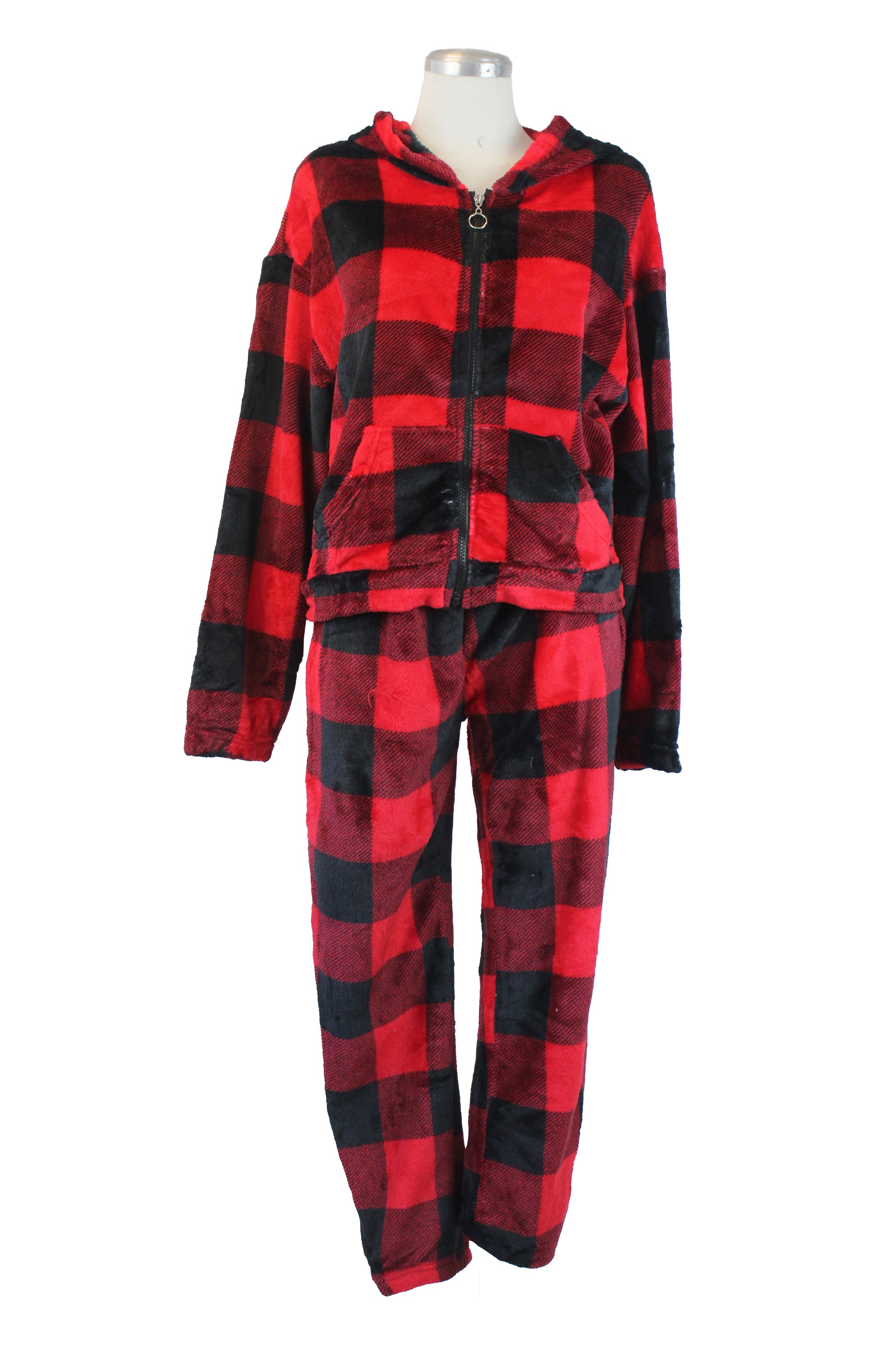 SET4302 Conjunto Apelpado a Cuadros Chamarra con Zipper