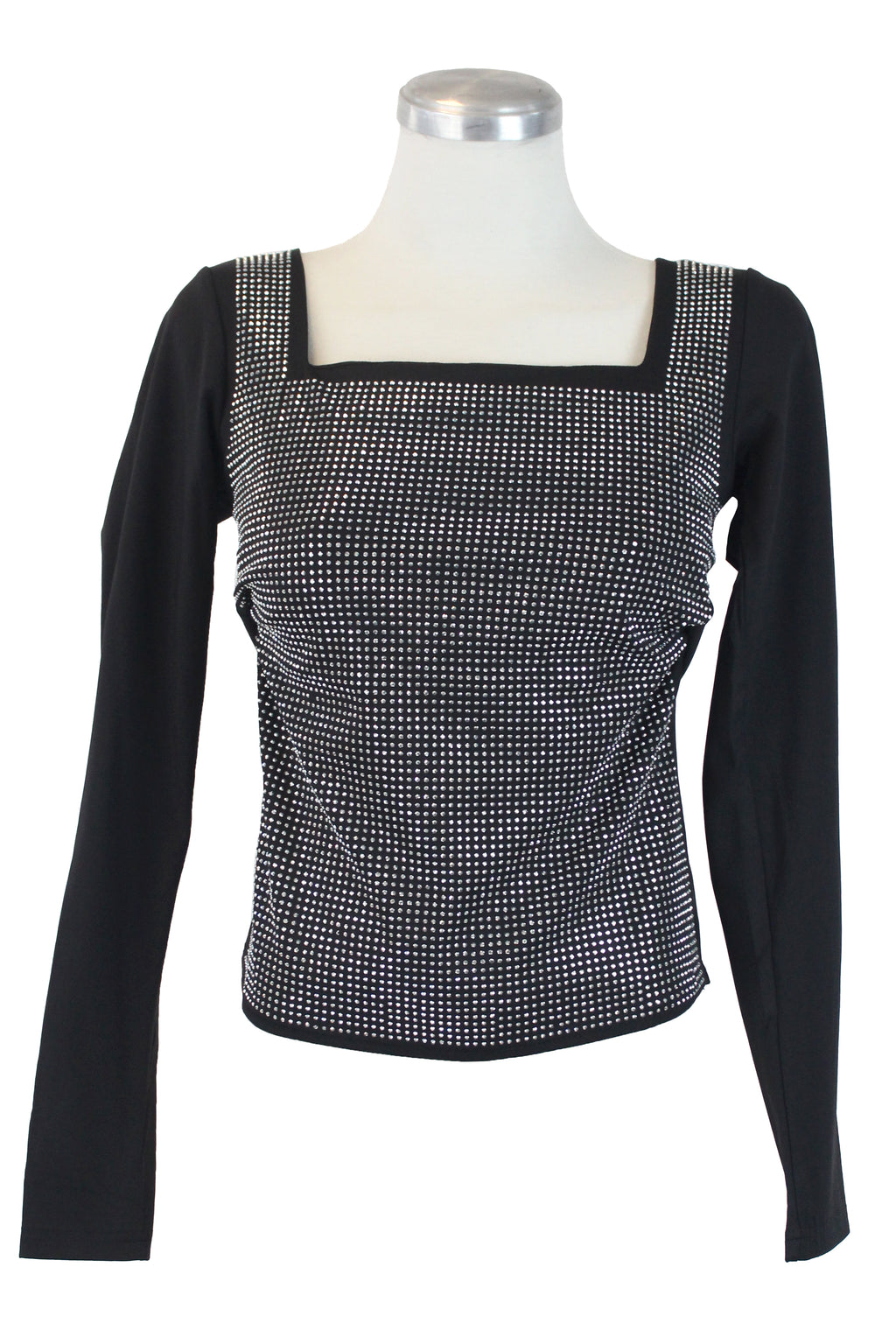 DS3182 Blusa Tipo Licra con Brillos Manga Larga