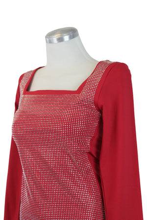 DS3182 Blusa Tipo Licra con Brillos Manga Larga