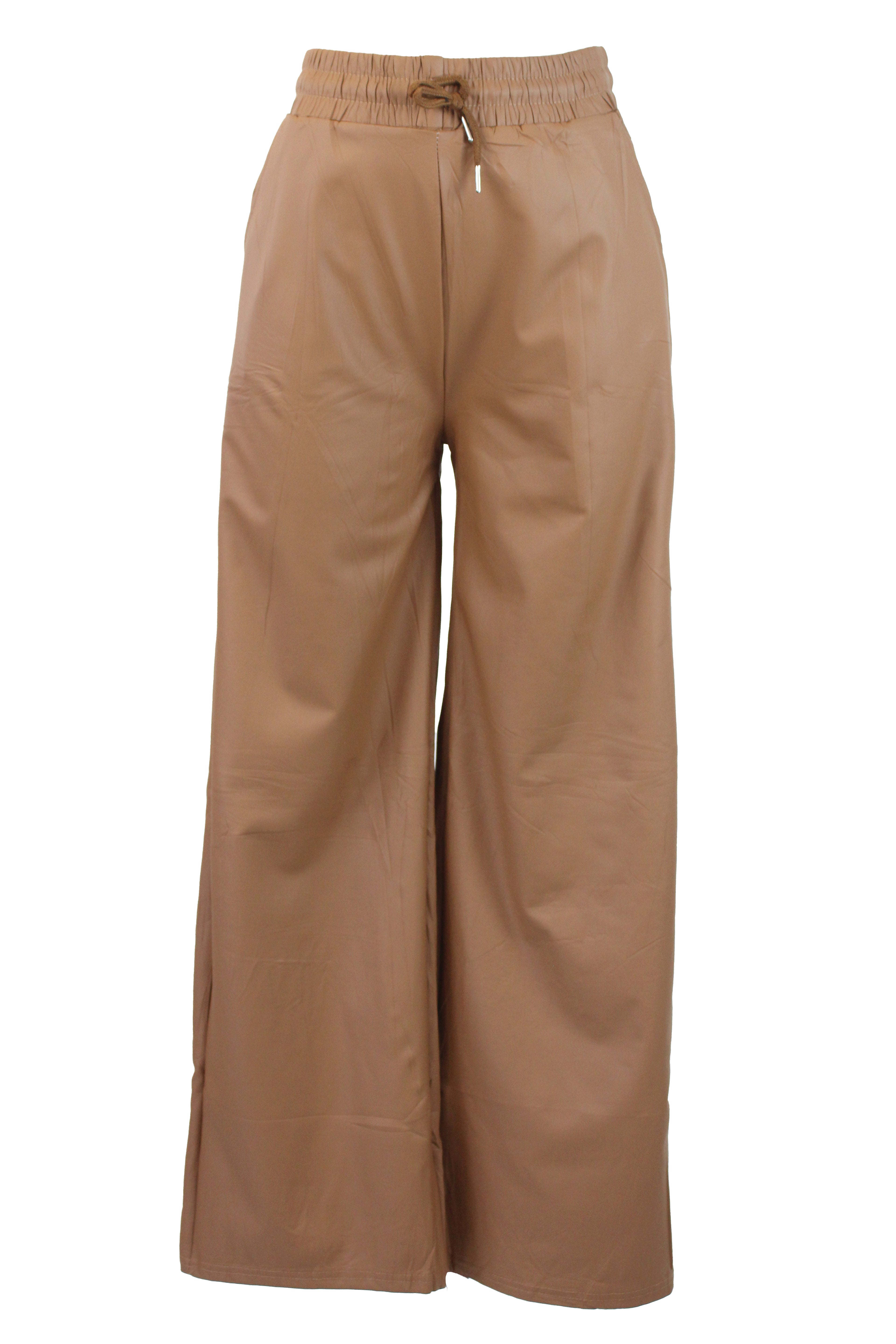 CLOL-30554 Pantalón Vinipiel Pierna Ancha con Elástico
