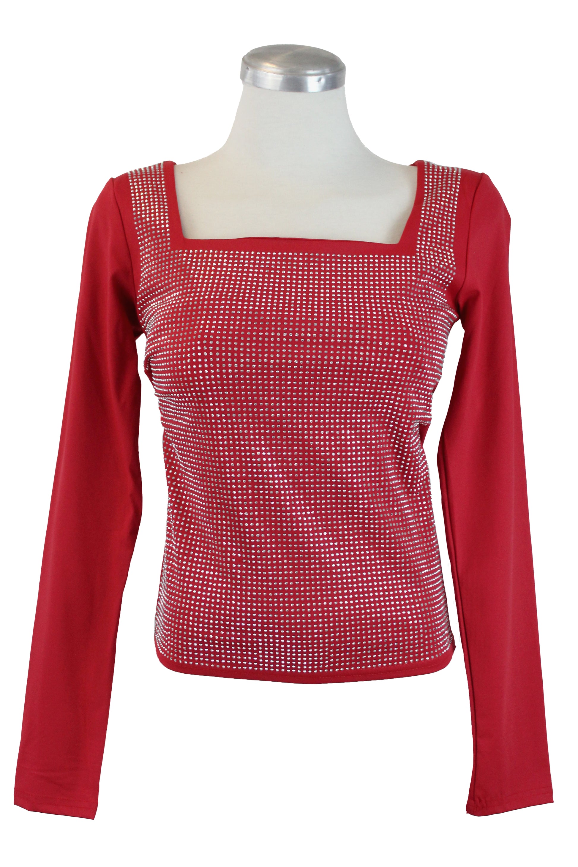 DS3182 Blusa Tipo Licra con Brillos Manga Larga