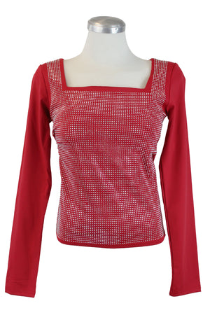 DS3182 Blusa Tipo Licra con Brillos Manga Larga