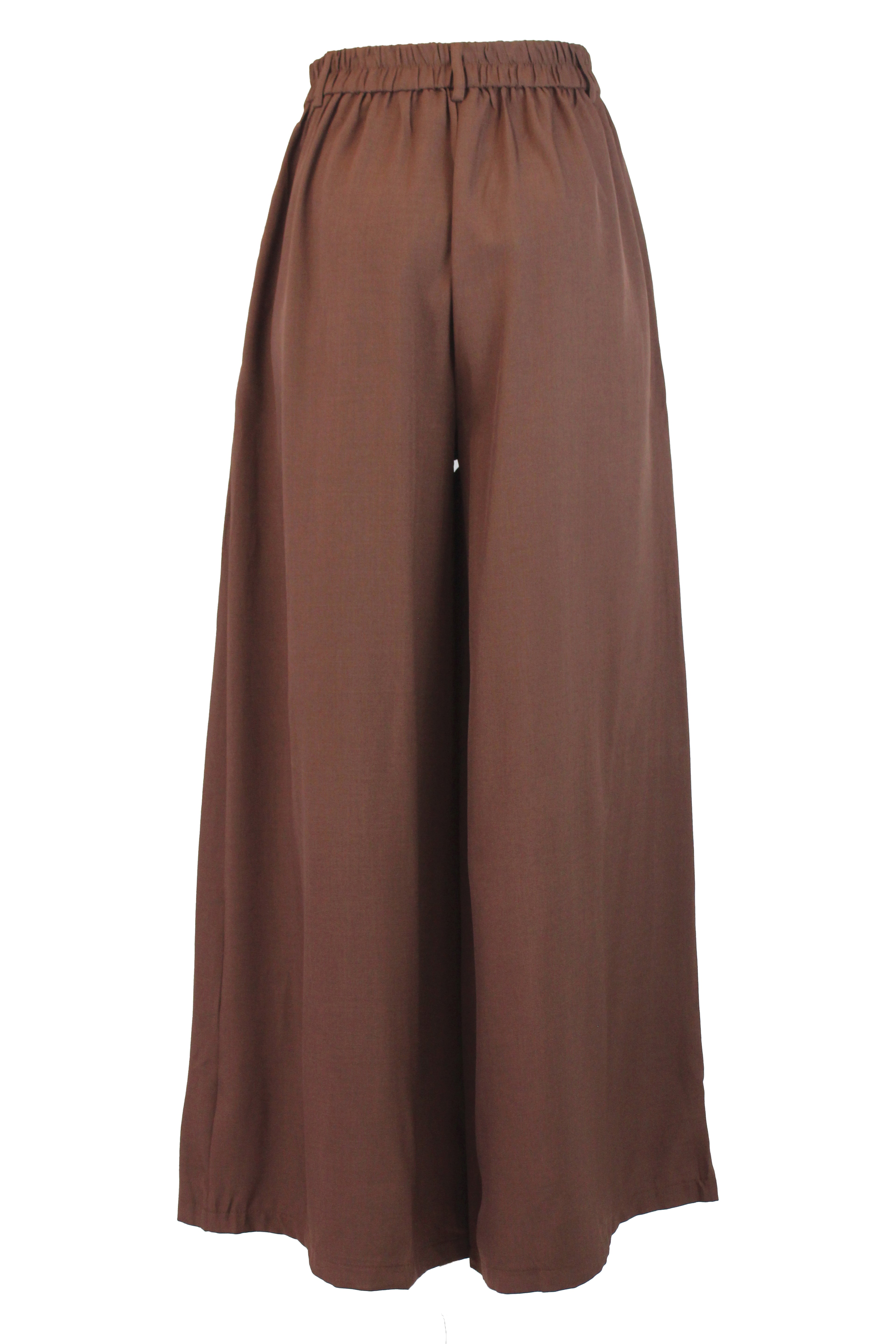 T3428 Pantalón Pierna Ancha Mitad Pretina Mitad Elástico