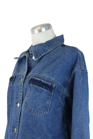 LM3014 Chamarra Tipo Mezclilla Bordado en Bolsas