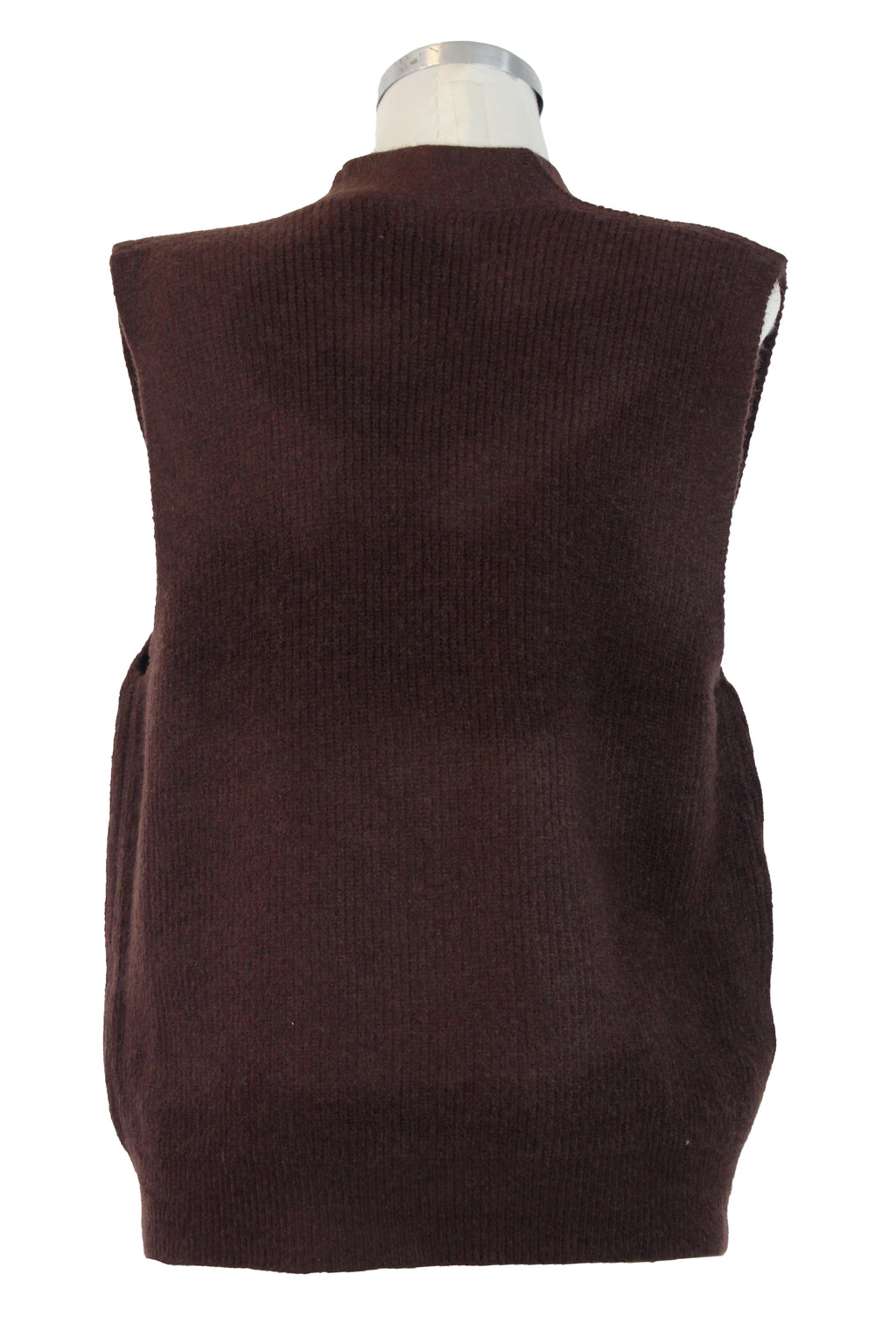 T3530 Chaleco Tejido Botones Dorados Arrugados