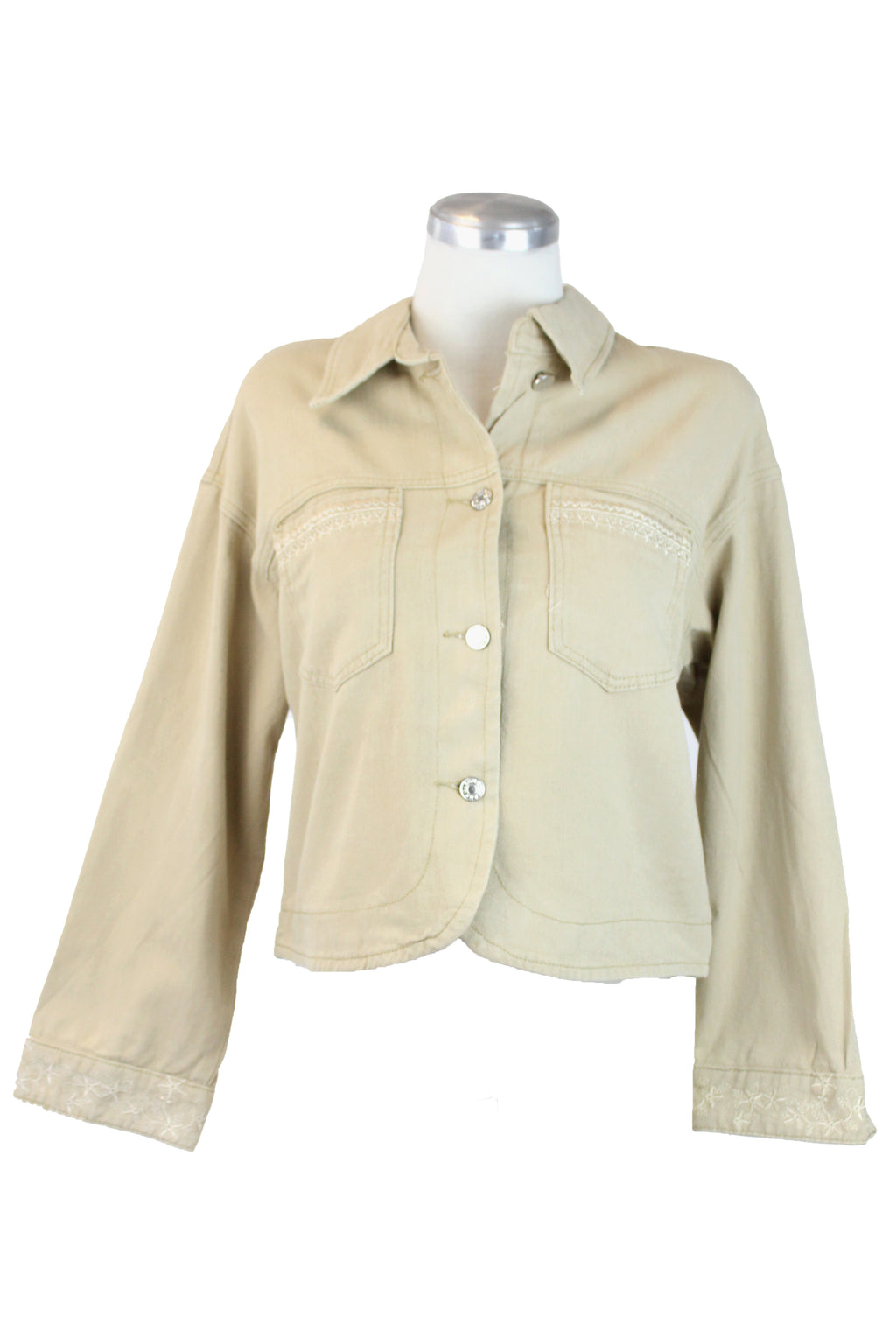 LM3014 Chamarra Tipo Mezclilla Bordado en Bolsas