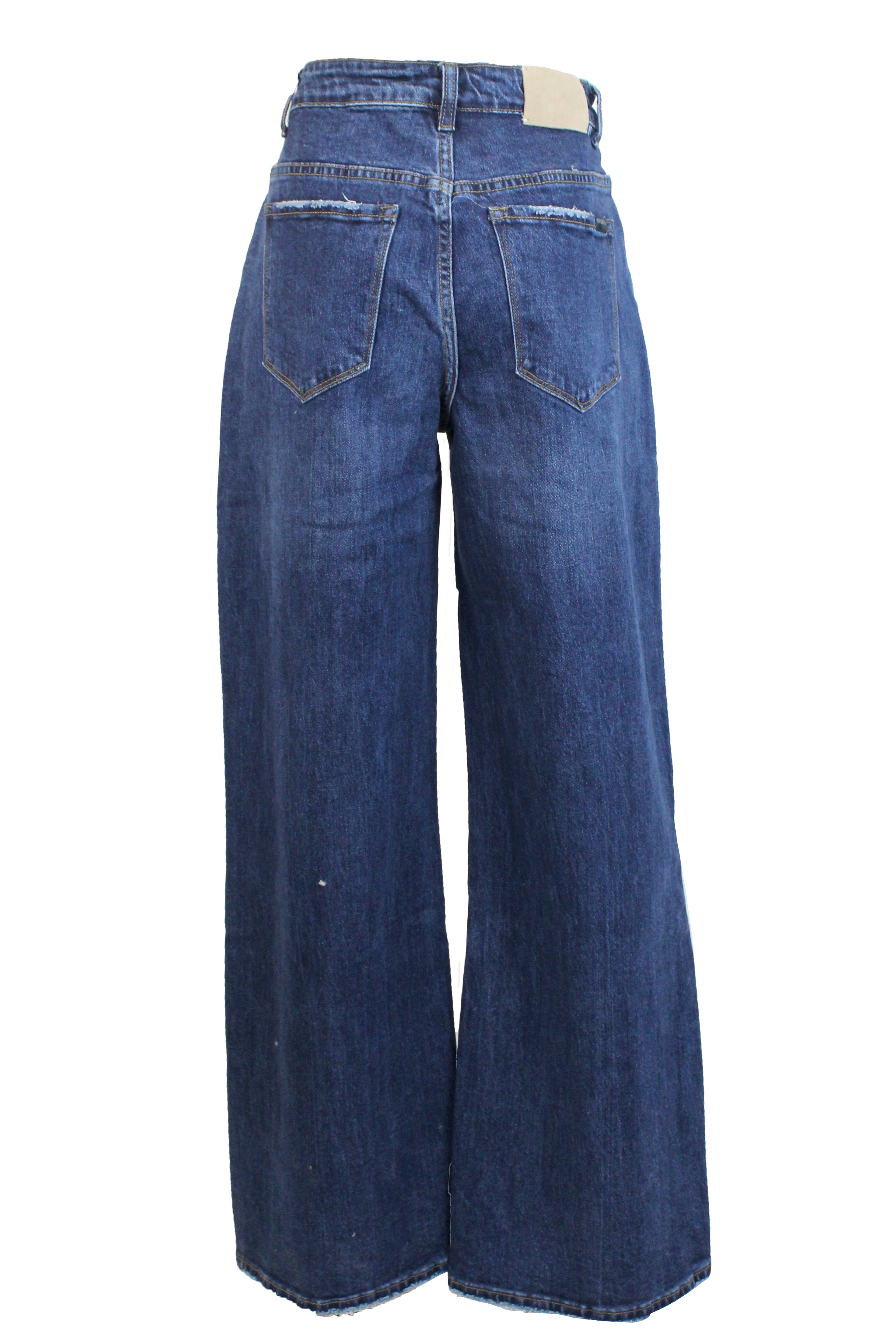 ES-2431 Pantalon Mezclilla Pierna Ancha Orilla Deshilachado