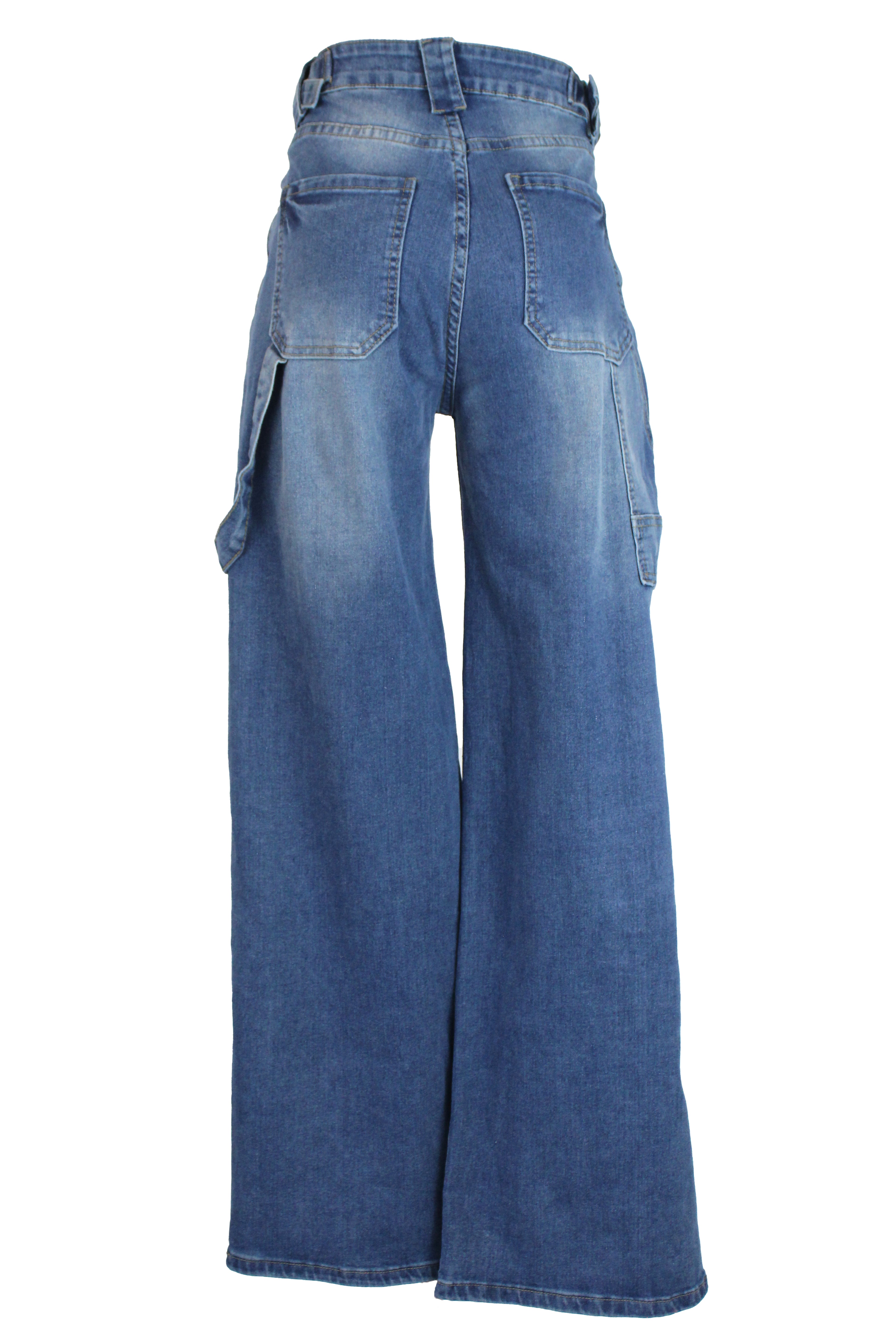 FA-4783 Pantalón de Mezclilla Pierna Recta Cinta con Anillo Metálico