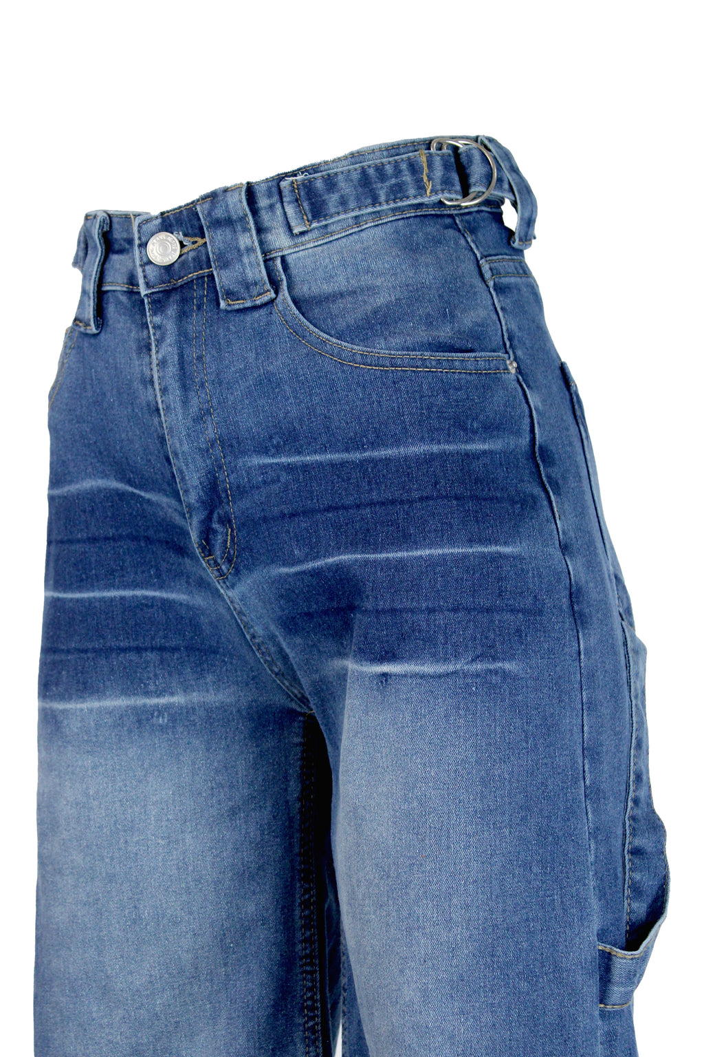 FA-4783 Pantalón de Mezclilla Pierna Recta Cinta con Anillo Metálico